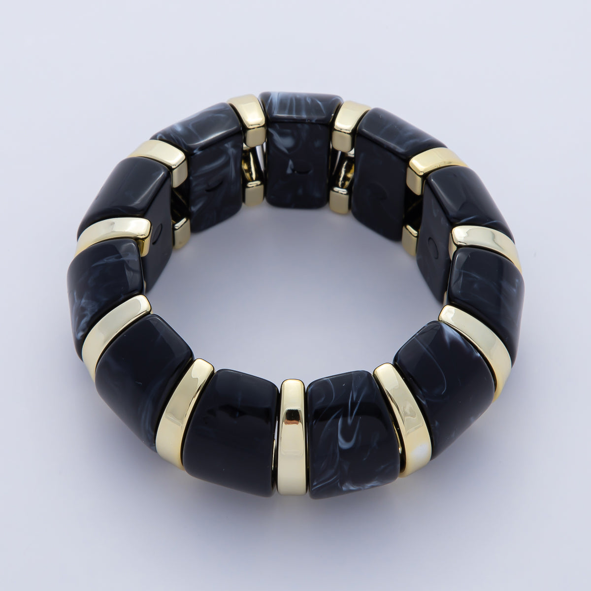 57mm Gold-Lined Resin Gemstone Stretch Bangle Bracelet | WA-920