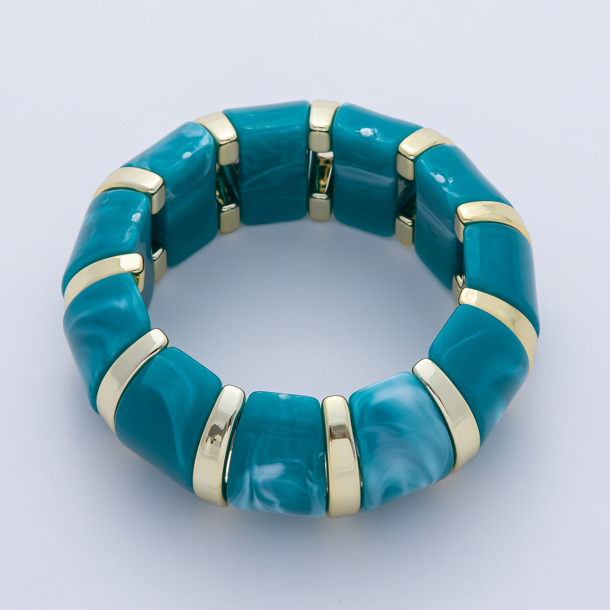 57mm Gold-Lined Resin Gemstone Stretch Bangle Bracelet | WA-920