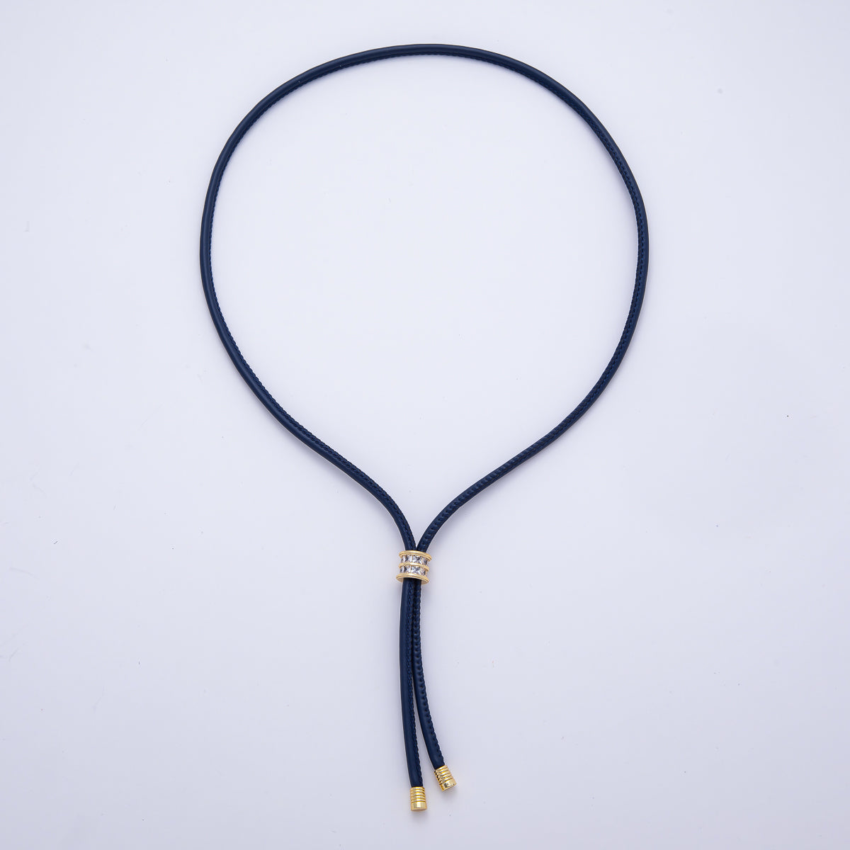 18K Gold Filled 4mm Red, Khaki, Brown Leather Bolo Chain w. Rectangular CZ 25.98 Inch Necklace | WA-256 WA-266 WA-375 WA-1661 WA-1669 WA-2048