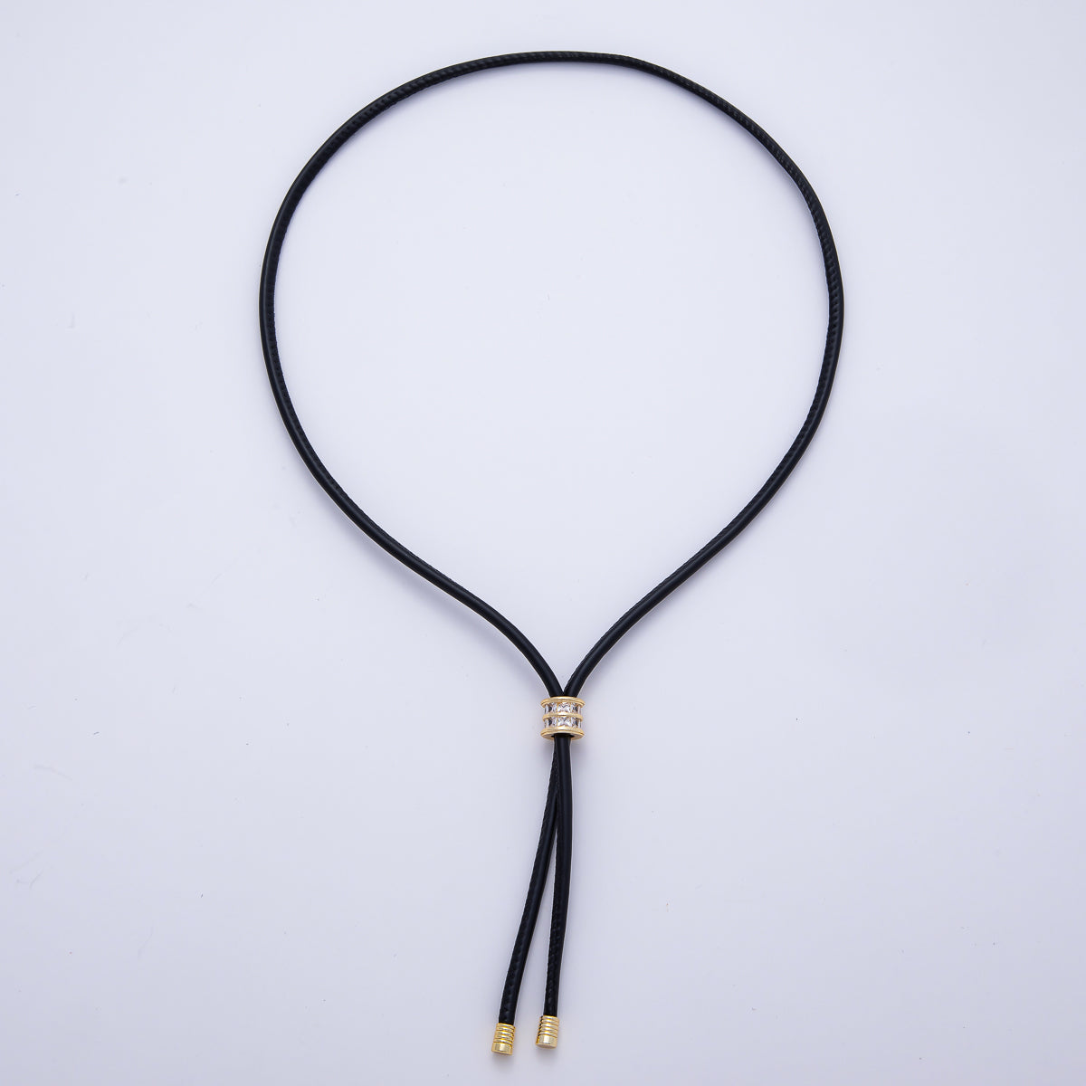 18K Gold Filled 4mm Red, Khaki, Brown Leather Bolo Chain w. Rectangular CZ 25.98 Inch Necklace | WA-256 WA-266 WA-375 WA-1661 WA-1669 WA-2048