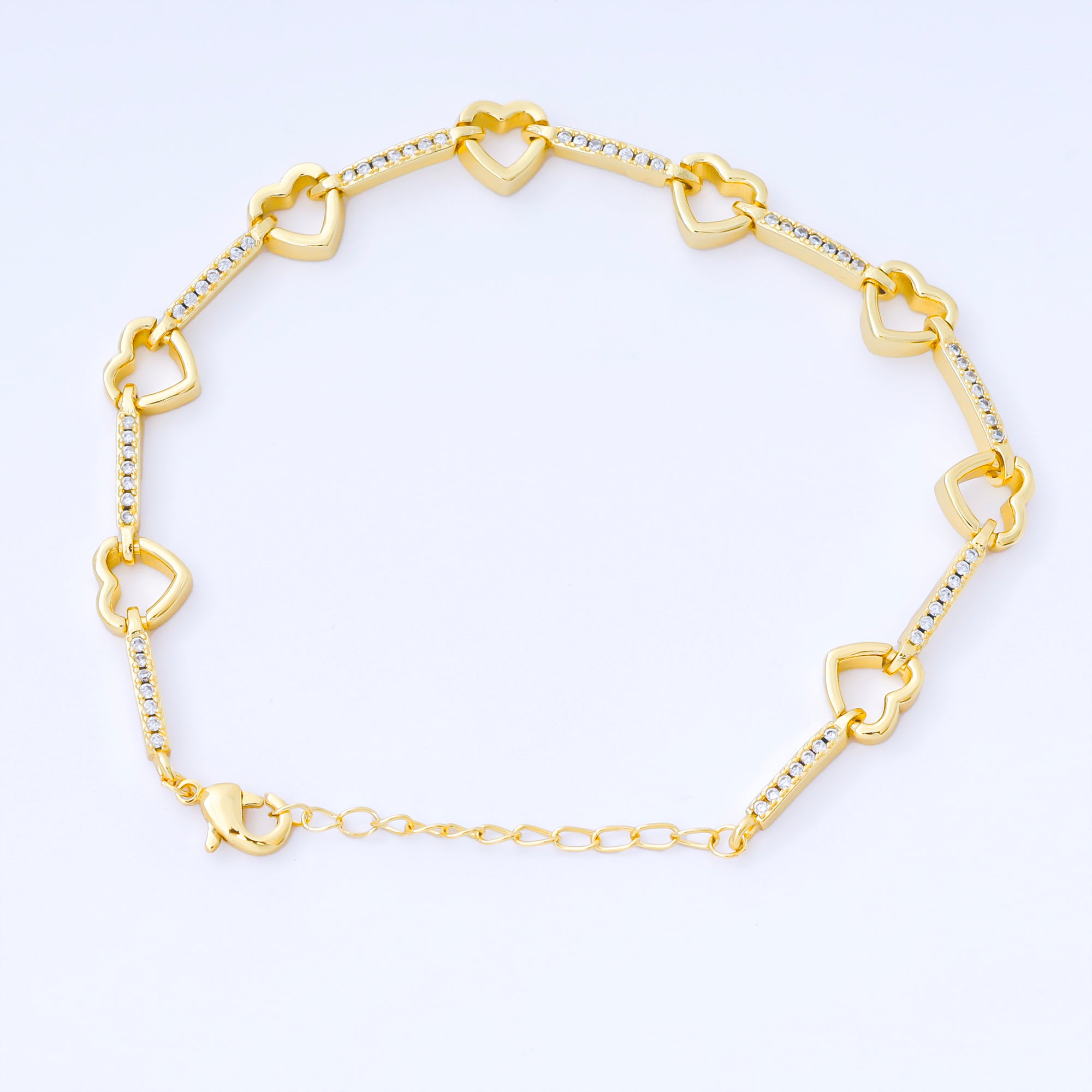 24K Gold Filled Gold Heart Link Bracelet Dainty Chain Bracelet WA-1670