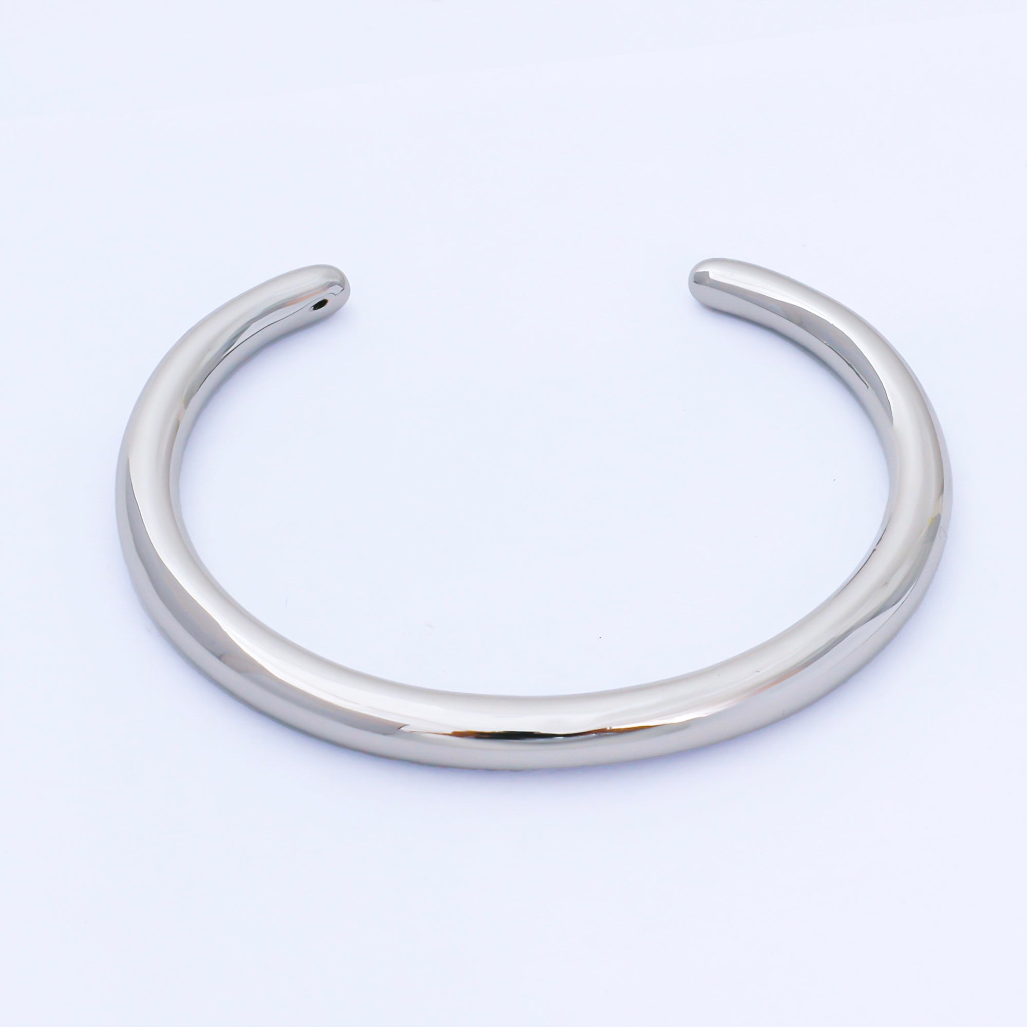 Silver Simple Polished Classic Tube Cuff Bangle Bracelet | WA-1692
