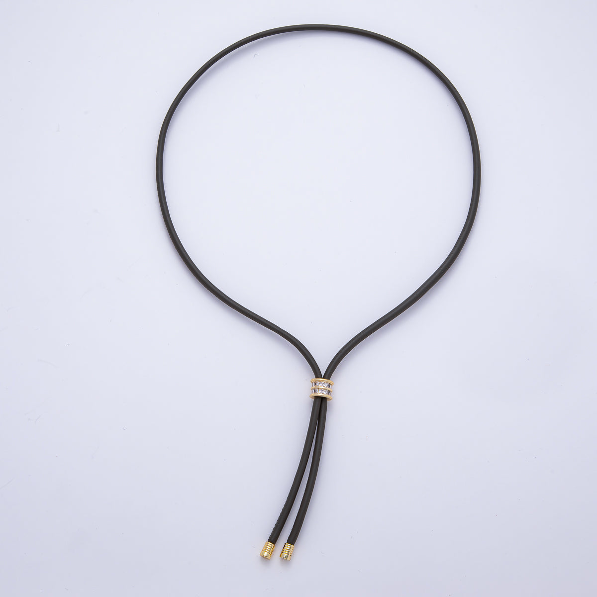 18K Gold Filled 4mm Red, Khaki, Brown Leather Bolo Chain w. Rectangular CZ 25.98 Inch Necklace | WA-256 WA-266 WA-375 WA-1661 WA-1669 WA-2048