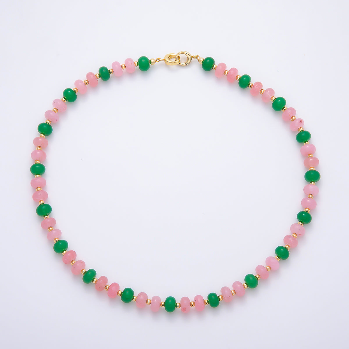 16K Gold Filled 3.3mm Bead Rondelle Gemstone Chain 17 Inch Necklace w. Dual Push Gate | WA-02161
