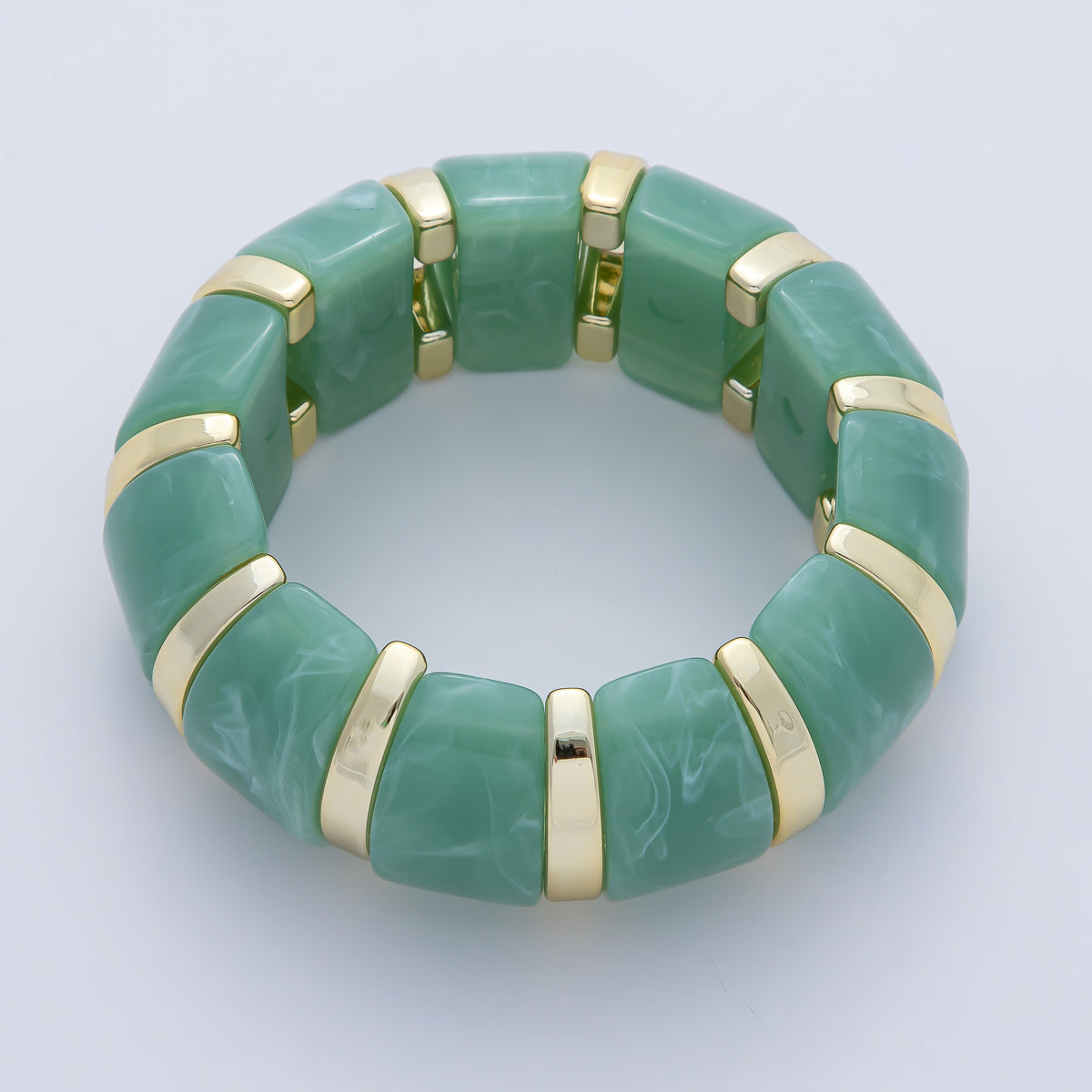57mm Gold-Lined Resin Gemstone Stretch Bangle Bracelet | WA-920