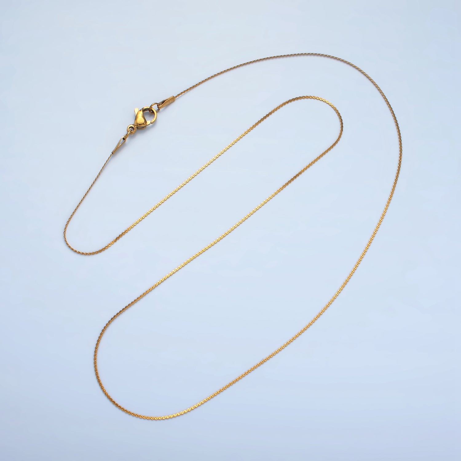 Stainless Steel 1mm Serpentine Chain 20 Inch Necklace in Gold & Silver | WA-2604, WA-2605