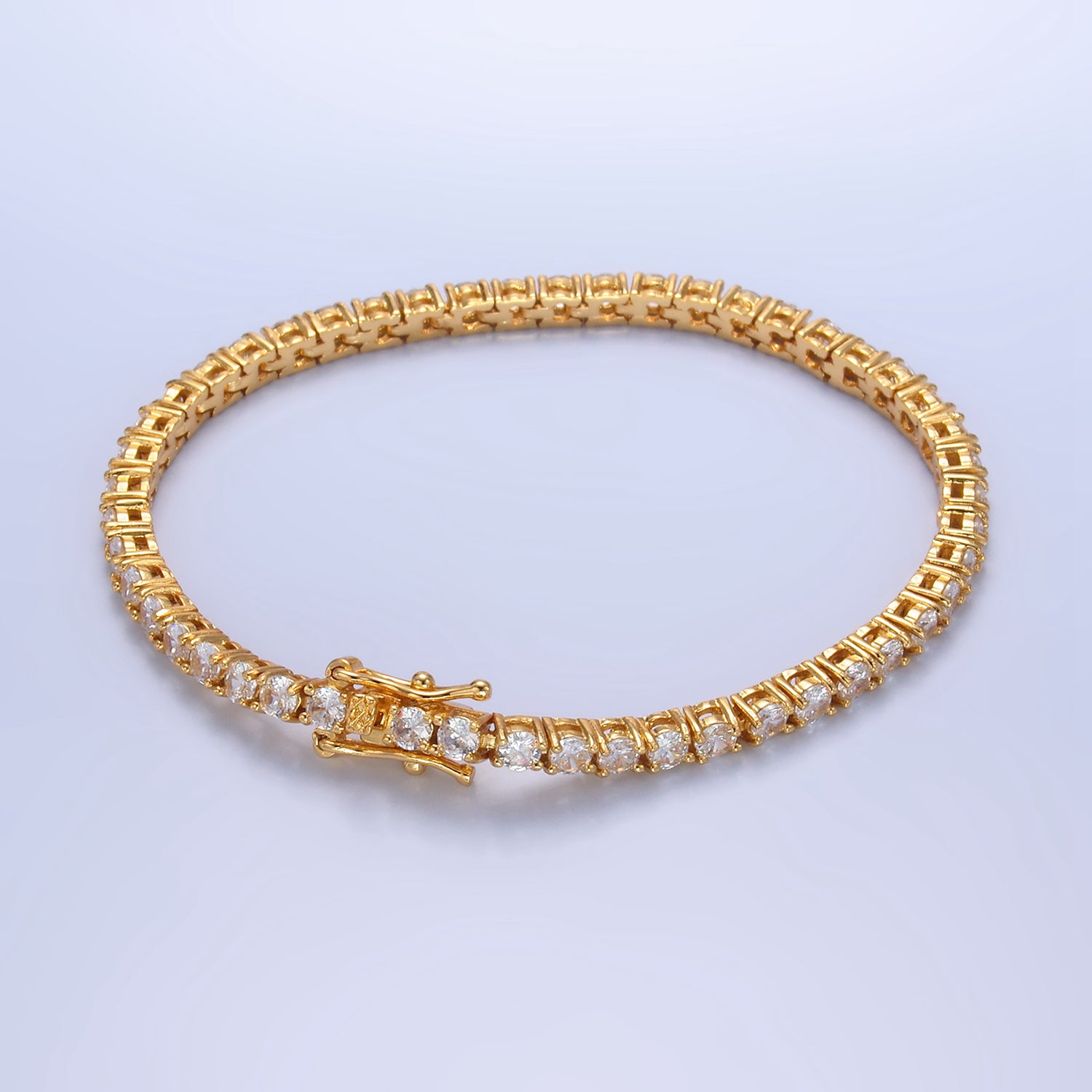 24K Gold Filled 3.3mm CZ Tennis Chain 7.5 Inch Bracelet | WA-2660