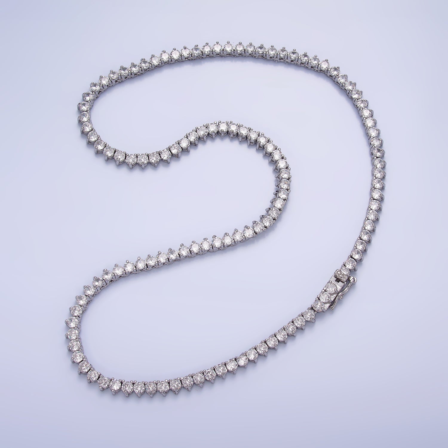 White Gold Filled 4.2mm Clear CZ Tennis Chain 16 Inch Necklace | WA-2662