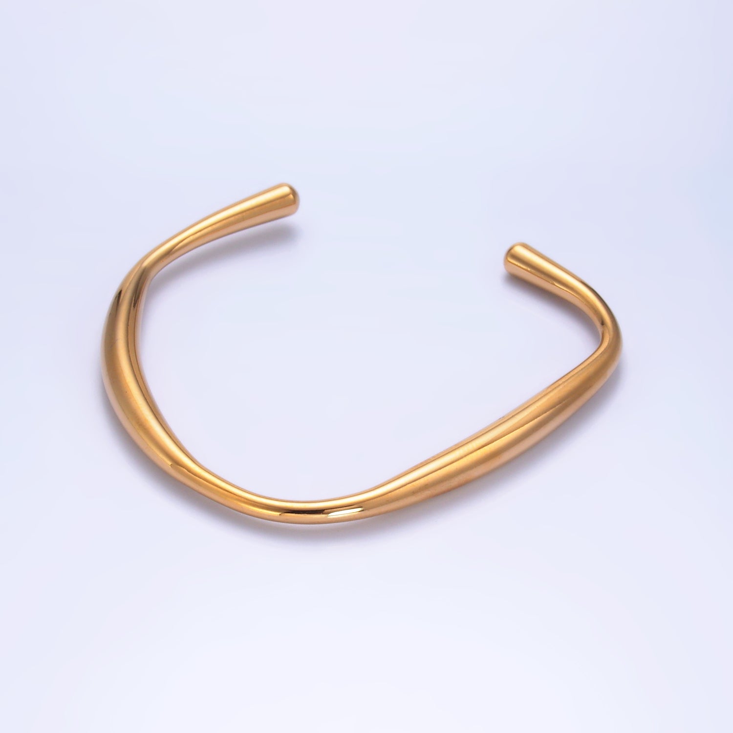 Stainless Steel Minimalist Geometric Curve Cuff Bracelet | WA-2737