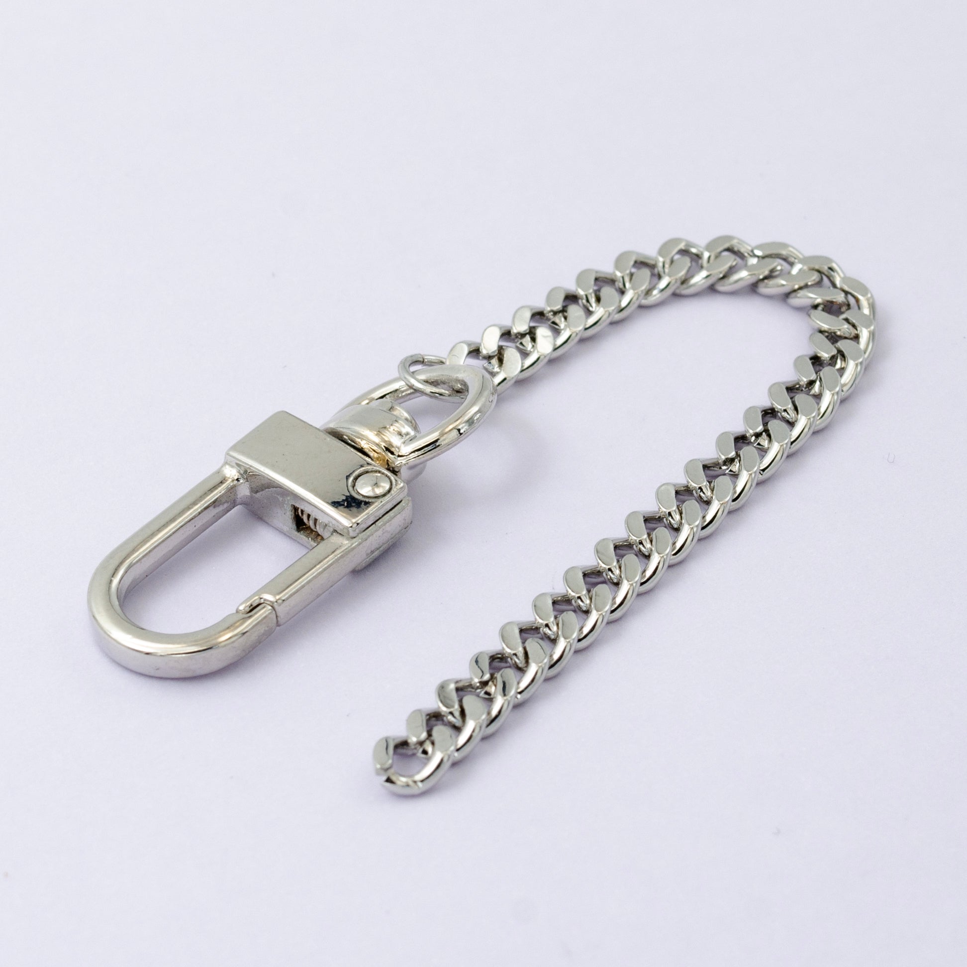 Stainless Steel Curb Chain Bag Purse Charm Swivel Keychain Finding | WA-2745