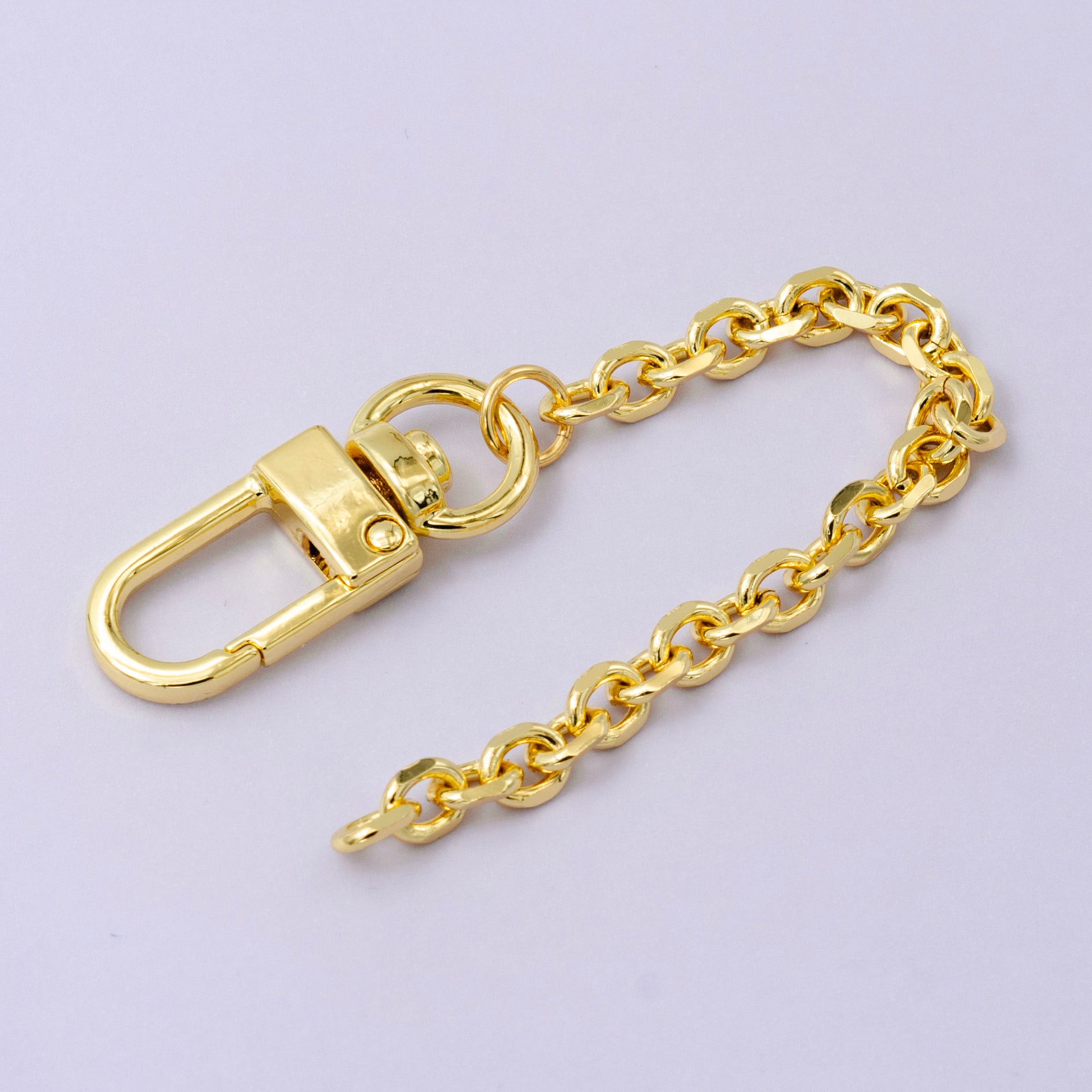 24K Gold Filled Edged Cable Chain Bag Purse Charm Swivel Keychain Findings | WA-2746