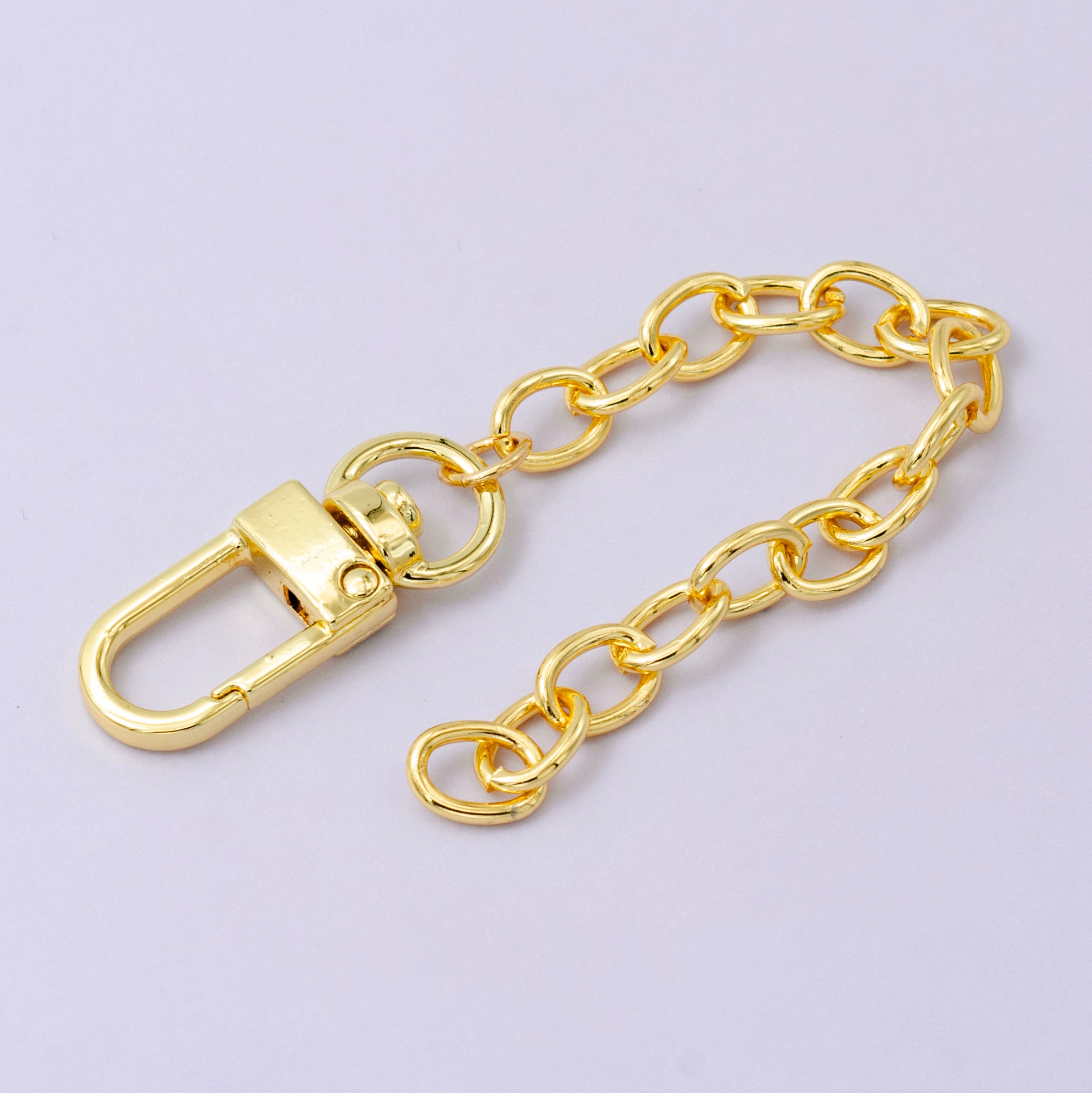 24K Gold Filled Rolo Chain Bag Purse Charm Swivel Keychain Findings | WA-2748