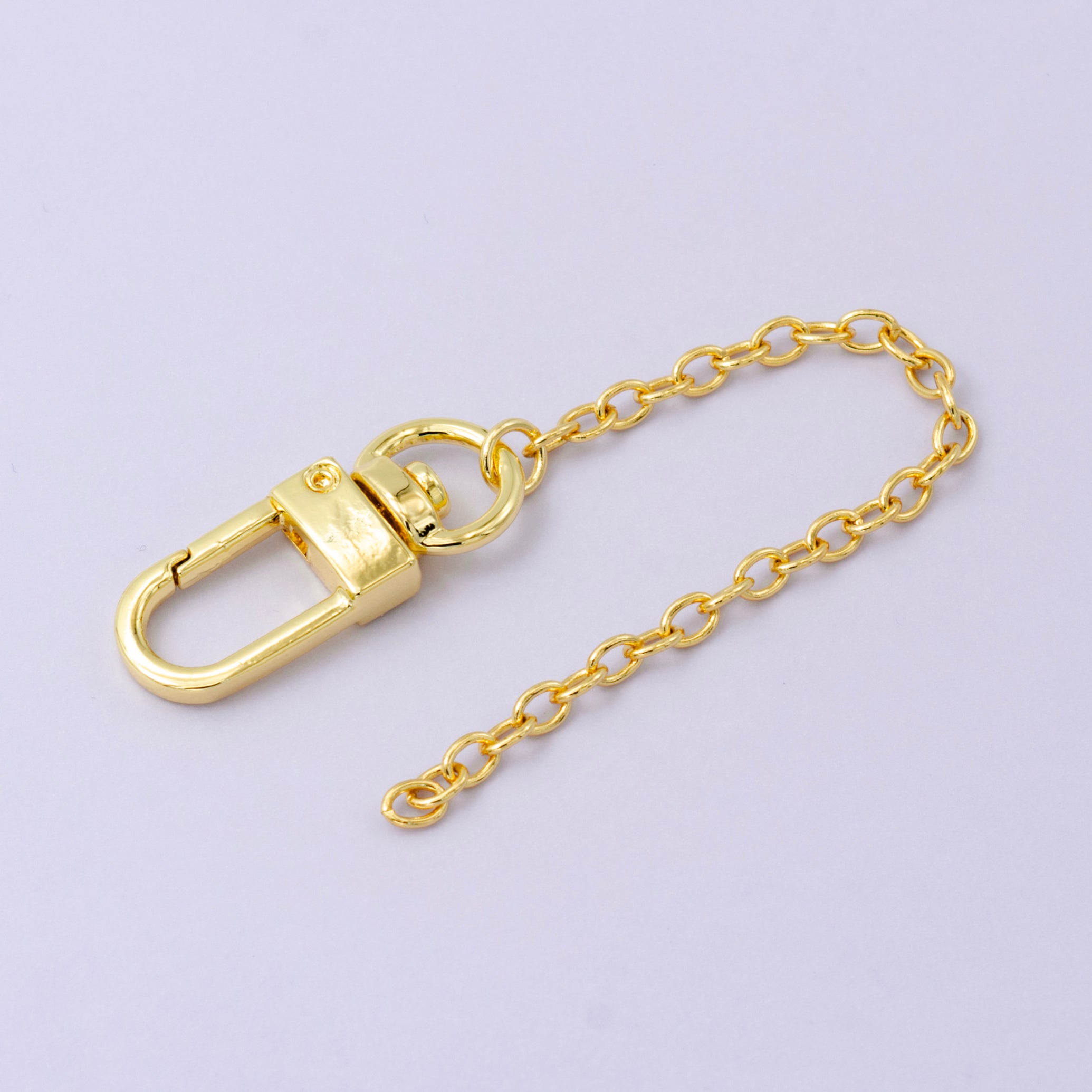 24K Gold Filled Cable Chain Bag Purse Charm Swivel Keychain Finding | WA-2750