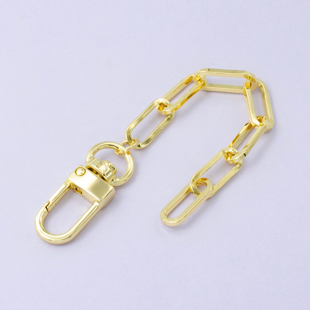 24K Gold Filled Paperclip Chain Link Bag Purse Charm Swivel Keychain Finding | WA-2756