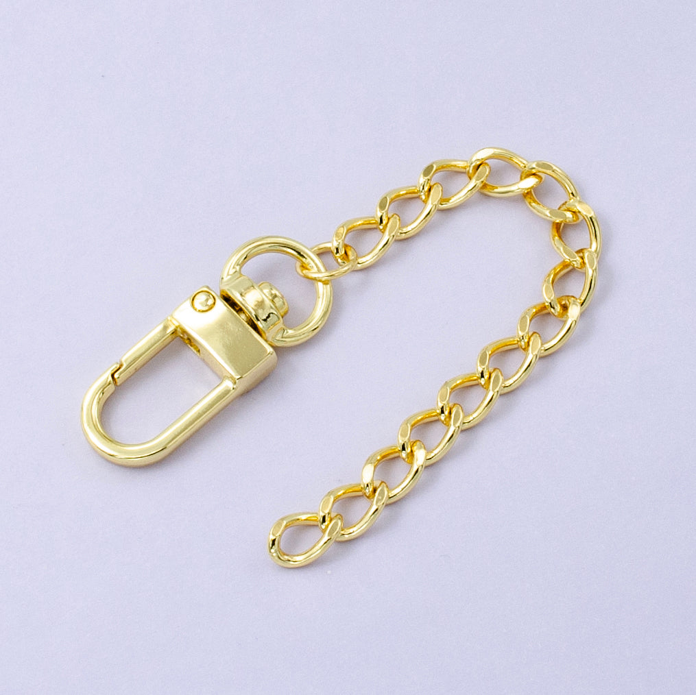 24K Gold Filled Curb Chain Bag Purse Charm Swivel Keychain Finding | WA-2758