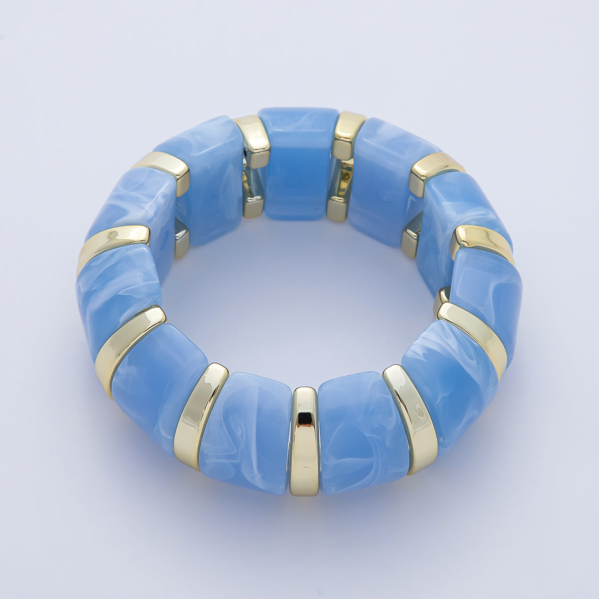 57mm Gold-Lined Resin Gemstone Stretch Bangle Bracelet | WA-920