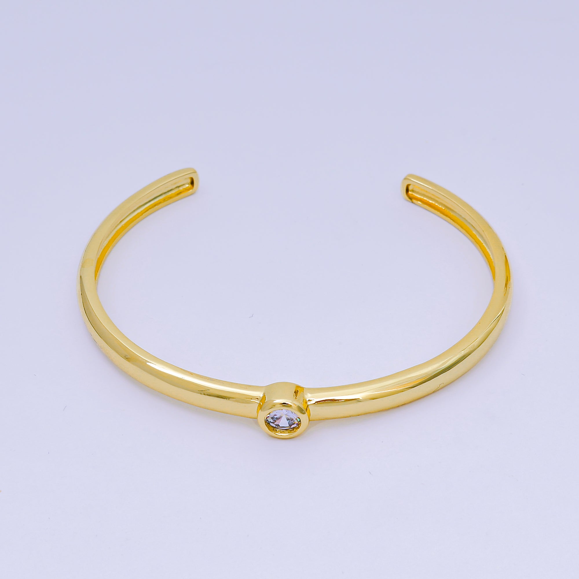 24K Gold Filled Round CZ Minimalist Round Bracelet in Gold & Silver | WA-3094 WA-3097