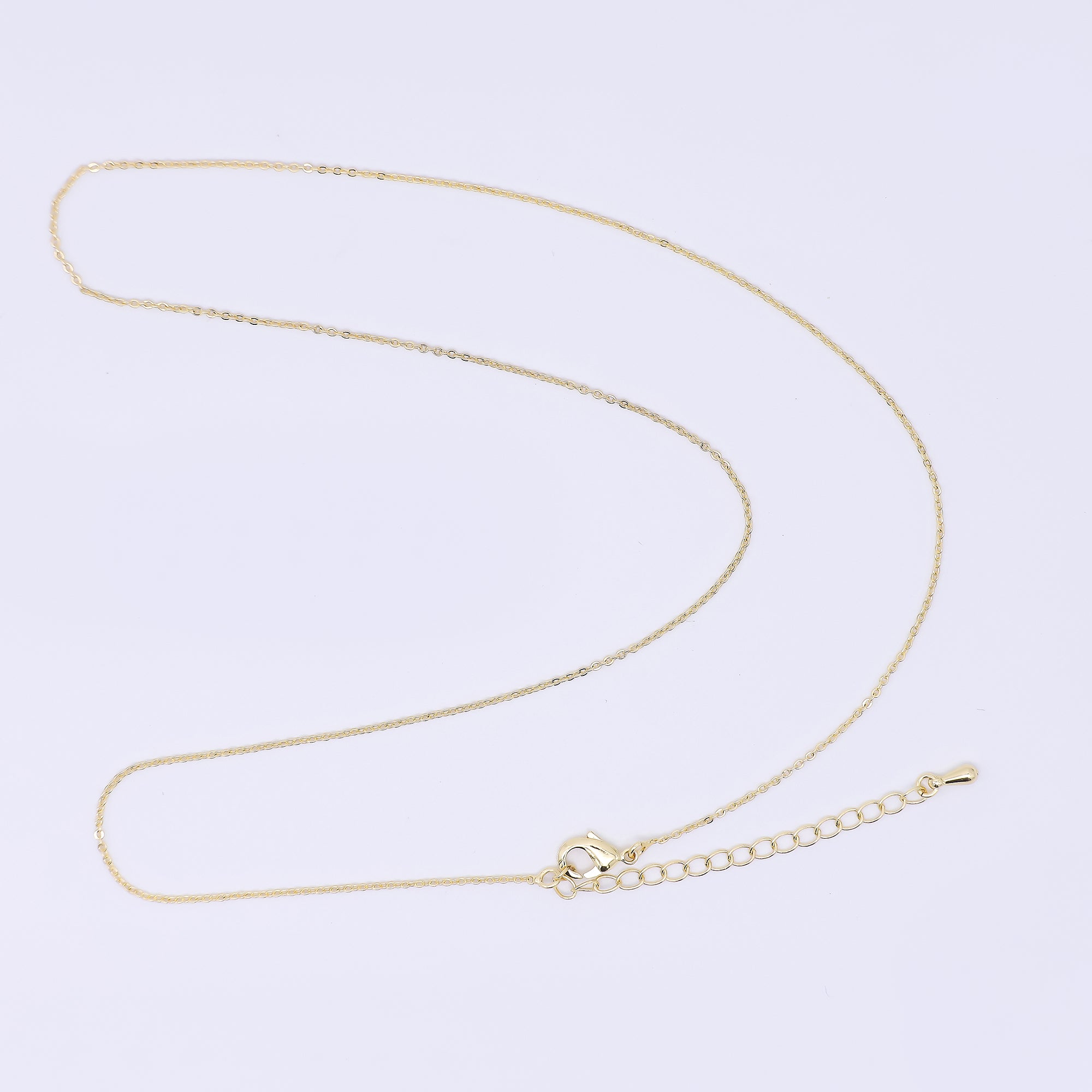 24K Gold Filled 1mm Minimalist Cable Chain 18 Inch Necklace w. Extender | WA-3241