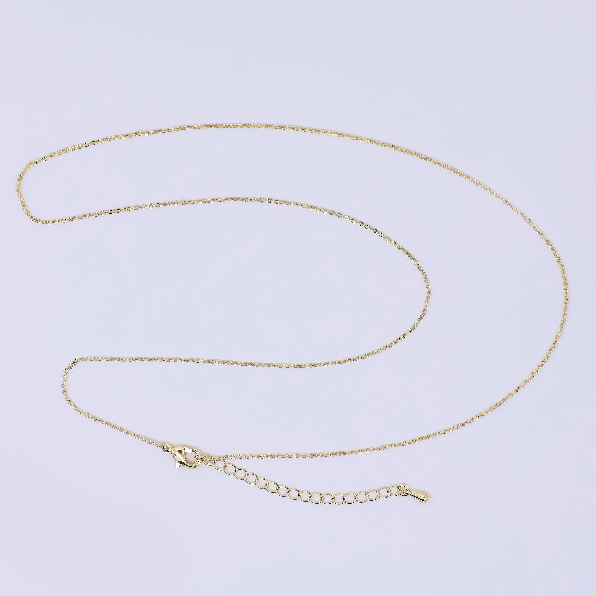 24K Gold Filled 1mm Dainty Minimalist Cable Chain 19.5 Inch Necklace w. Extender | WA-3242