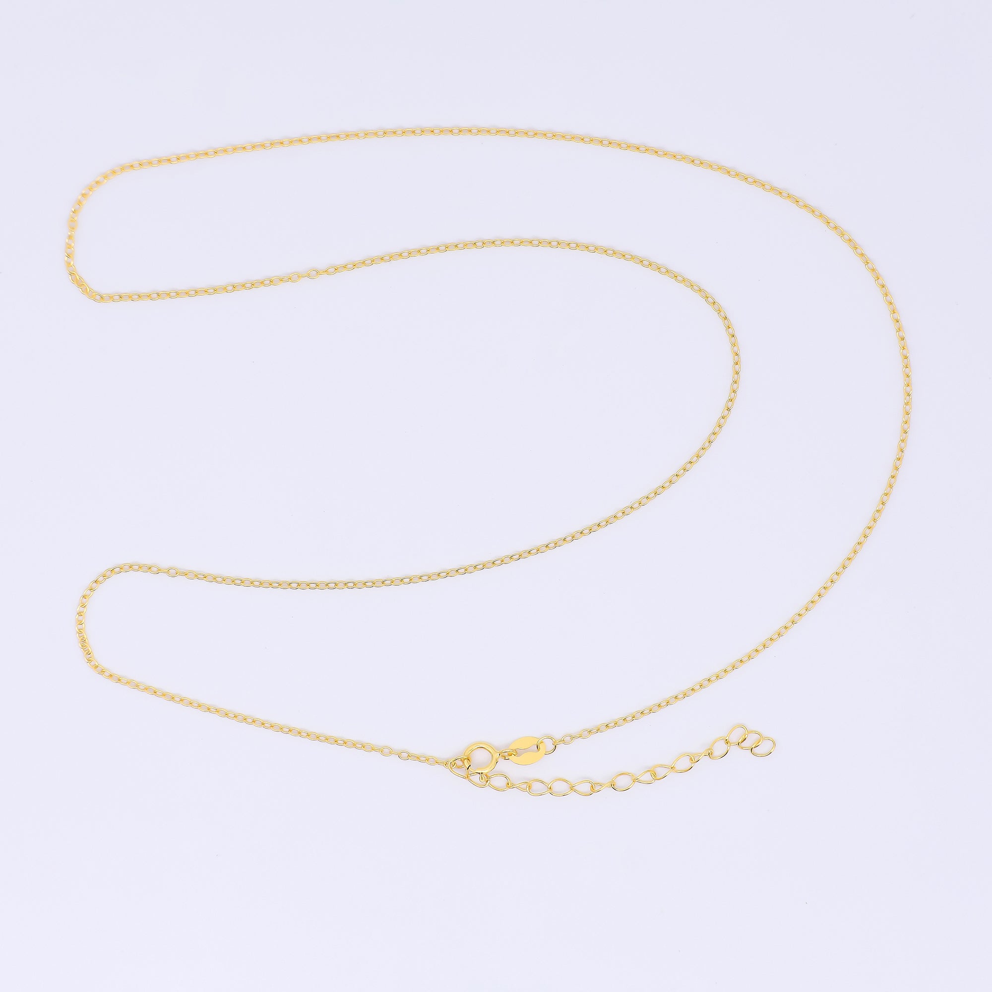 24K Gold Vermeil S925 1.4mm Dainty Classic Cable Chain 20 Inch Necklace | WA-3246
