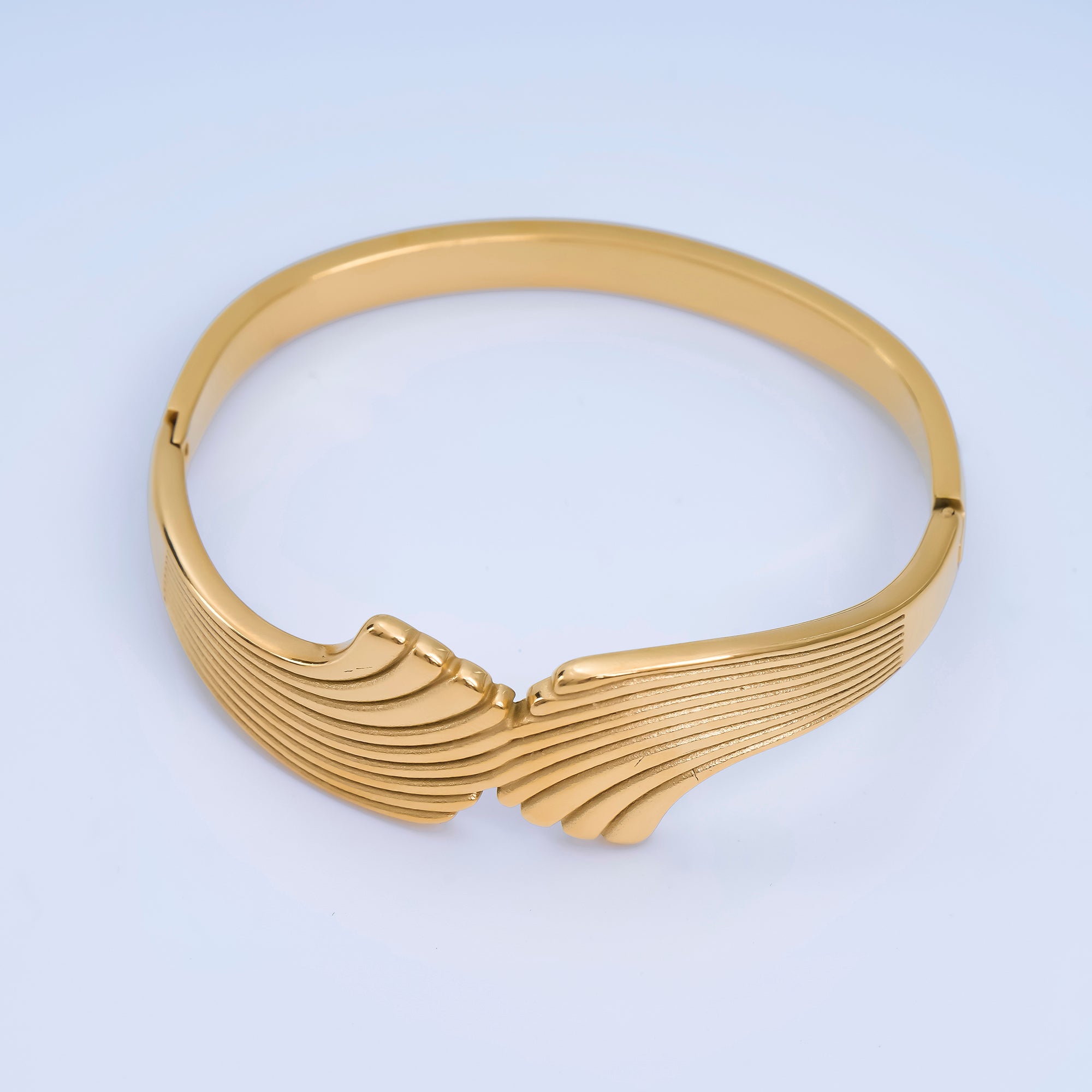 24K Gold Filled Touching Ocean Wave Bangle Cuff Bracelet | WA-3324