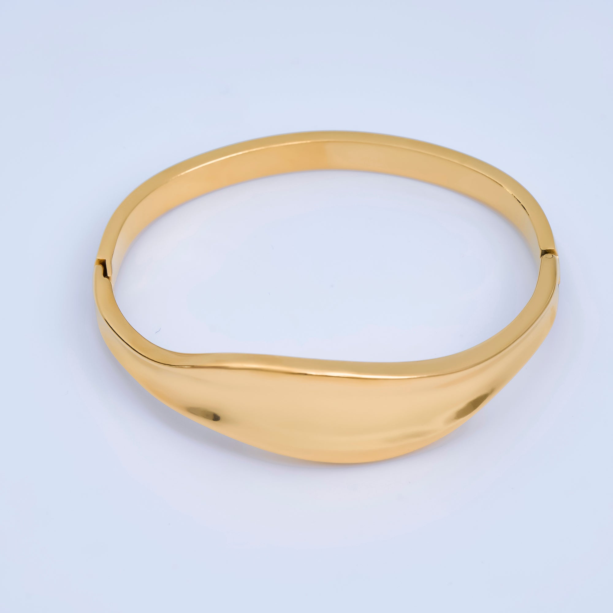 24K Gold Filled Hammered Droplet Bangle Cuff Bracelet | WA-3325