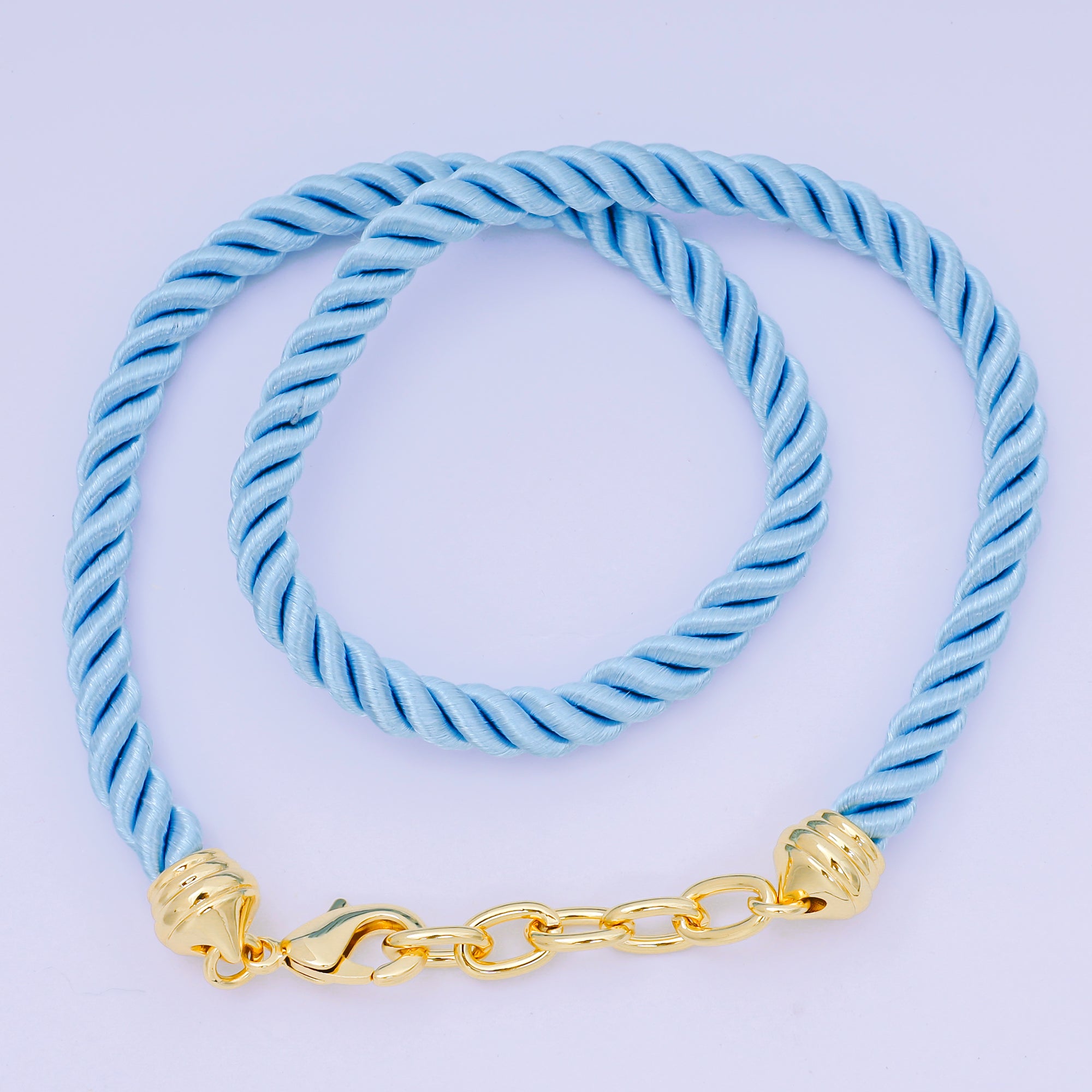 24K Gold Filled Rope Twisted Braided Cord Chain Necklace with Extender in Red & Blue | WA-3363 - WA-3367