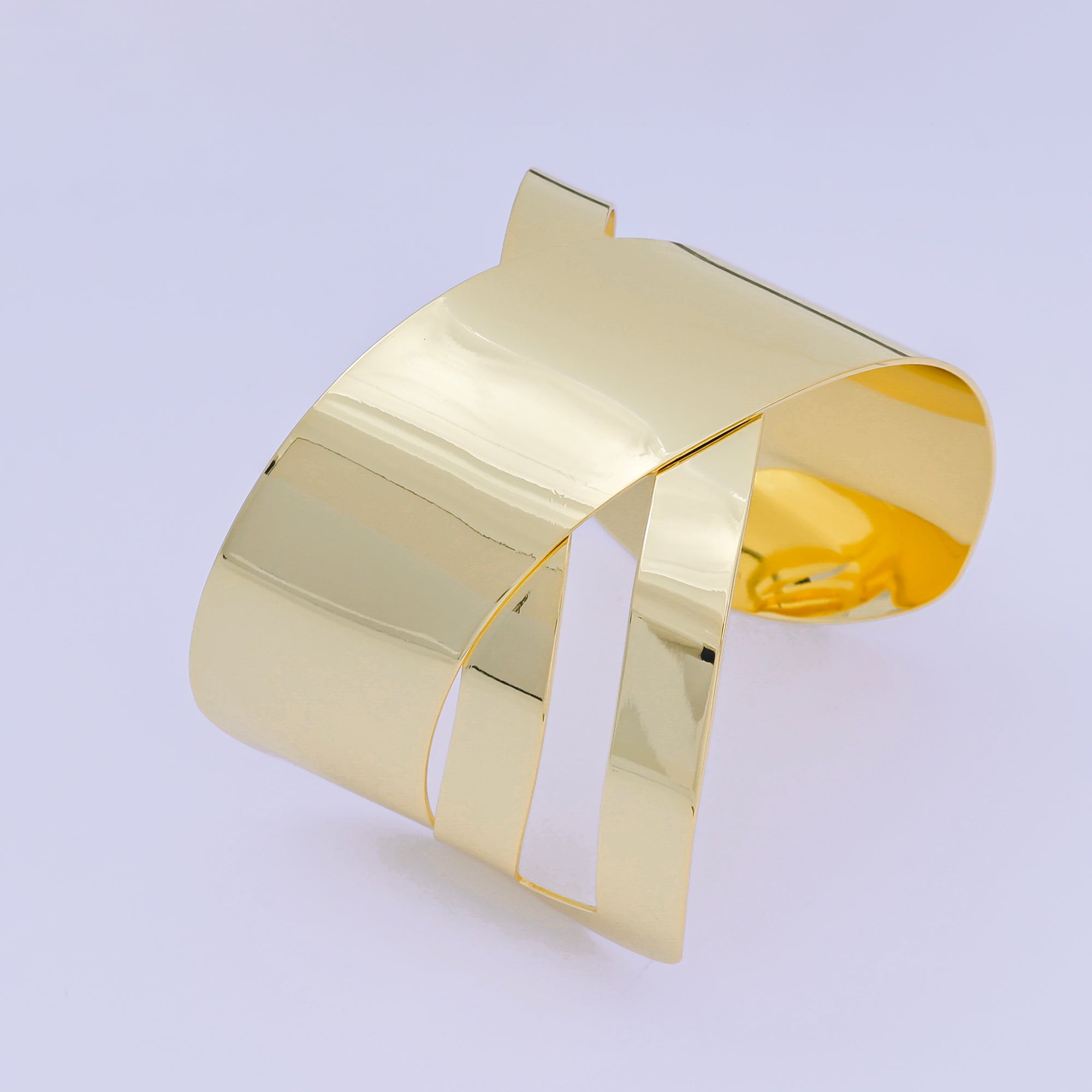 24K Gold Filled Metallic Twisted Irregular Cuff Bracelet | WA-3408