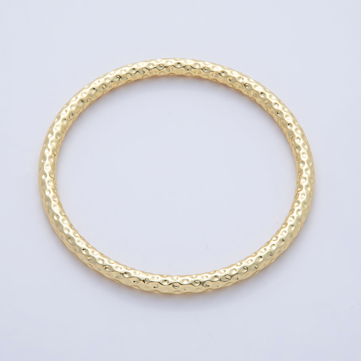 18K Gold Filled 5mm Hammered Band Bangle Bracelet | WA-3484