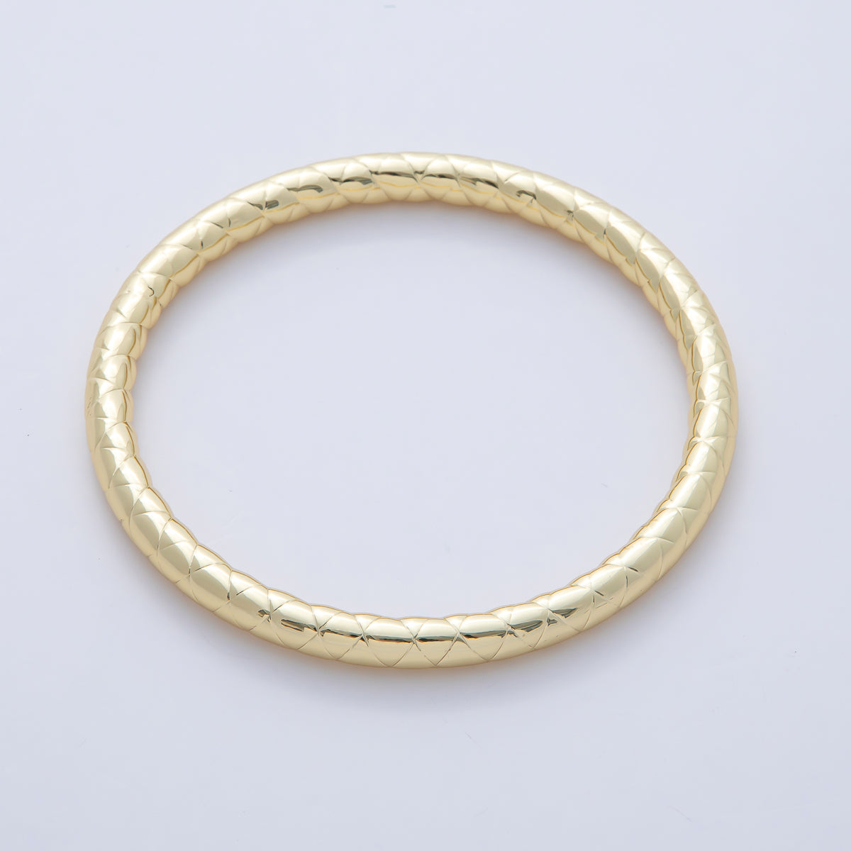 18K Gold Filled 5mm Quilted Lined Band Bangle Bracelet | WA-3485