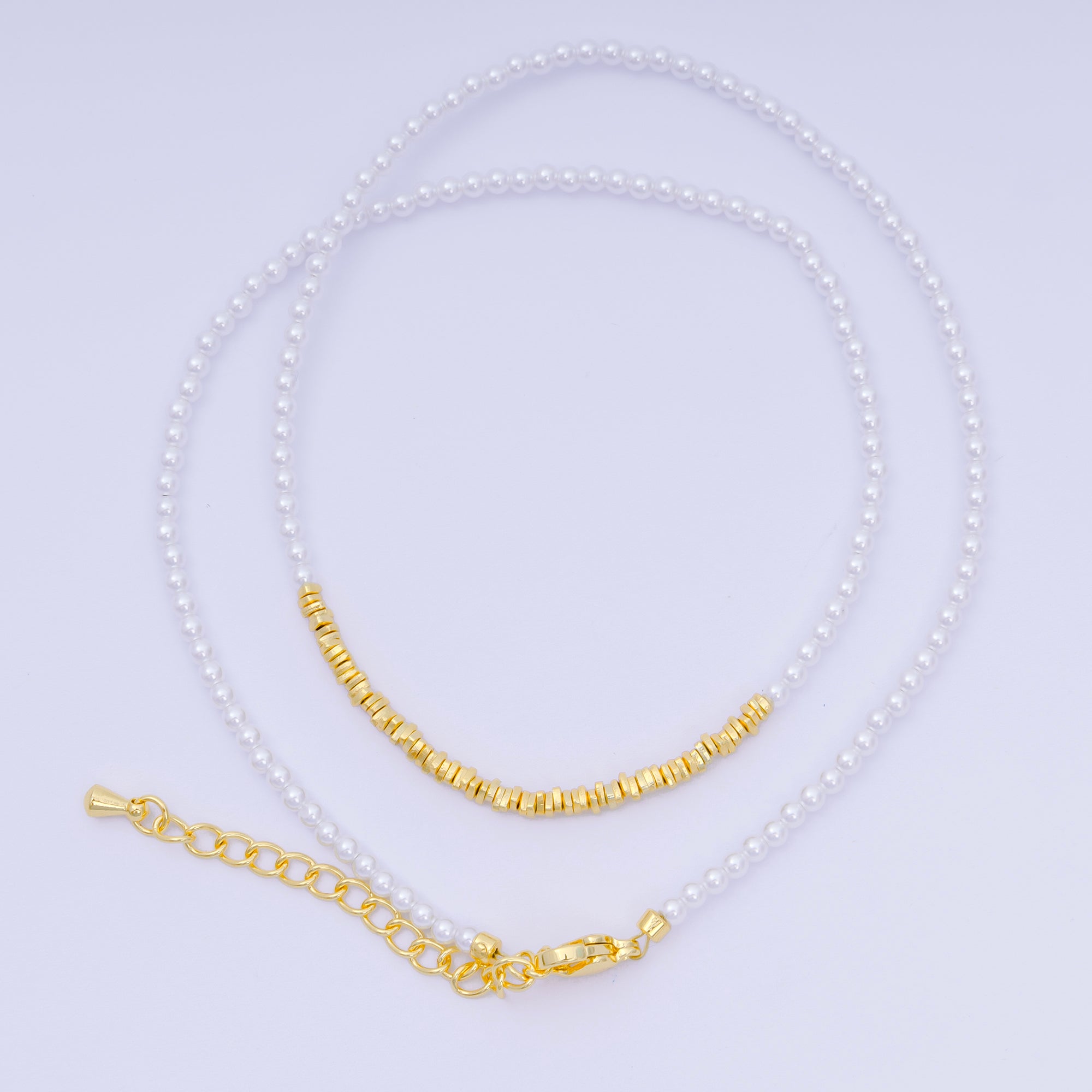 24K Gold Filled Colorful Gemstone Bead Necklace 16.92 Inch with Extender | WA-3626 - WA-3648