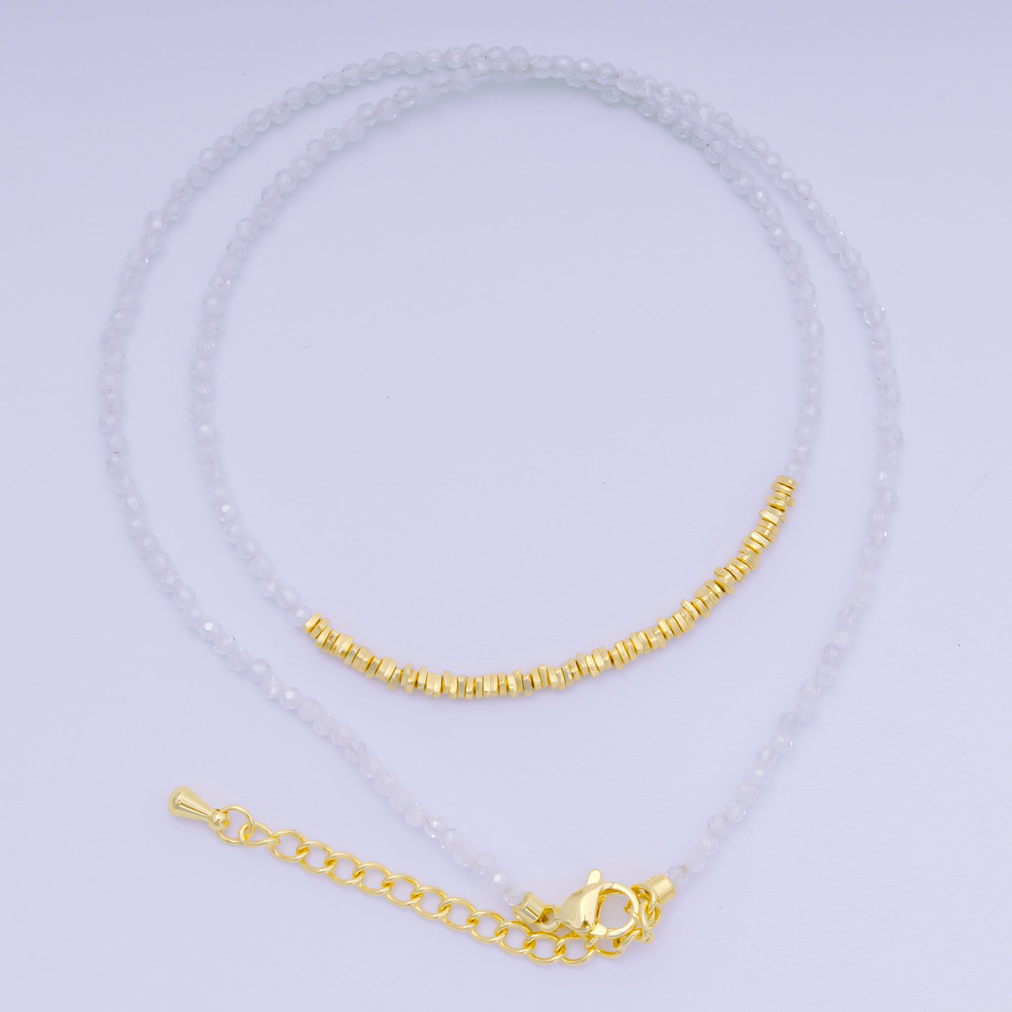 24K Gold Filled Colorful Gemstone Bead Necklace 16.92 Inch with Extender | WA-3626 - WA-3648