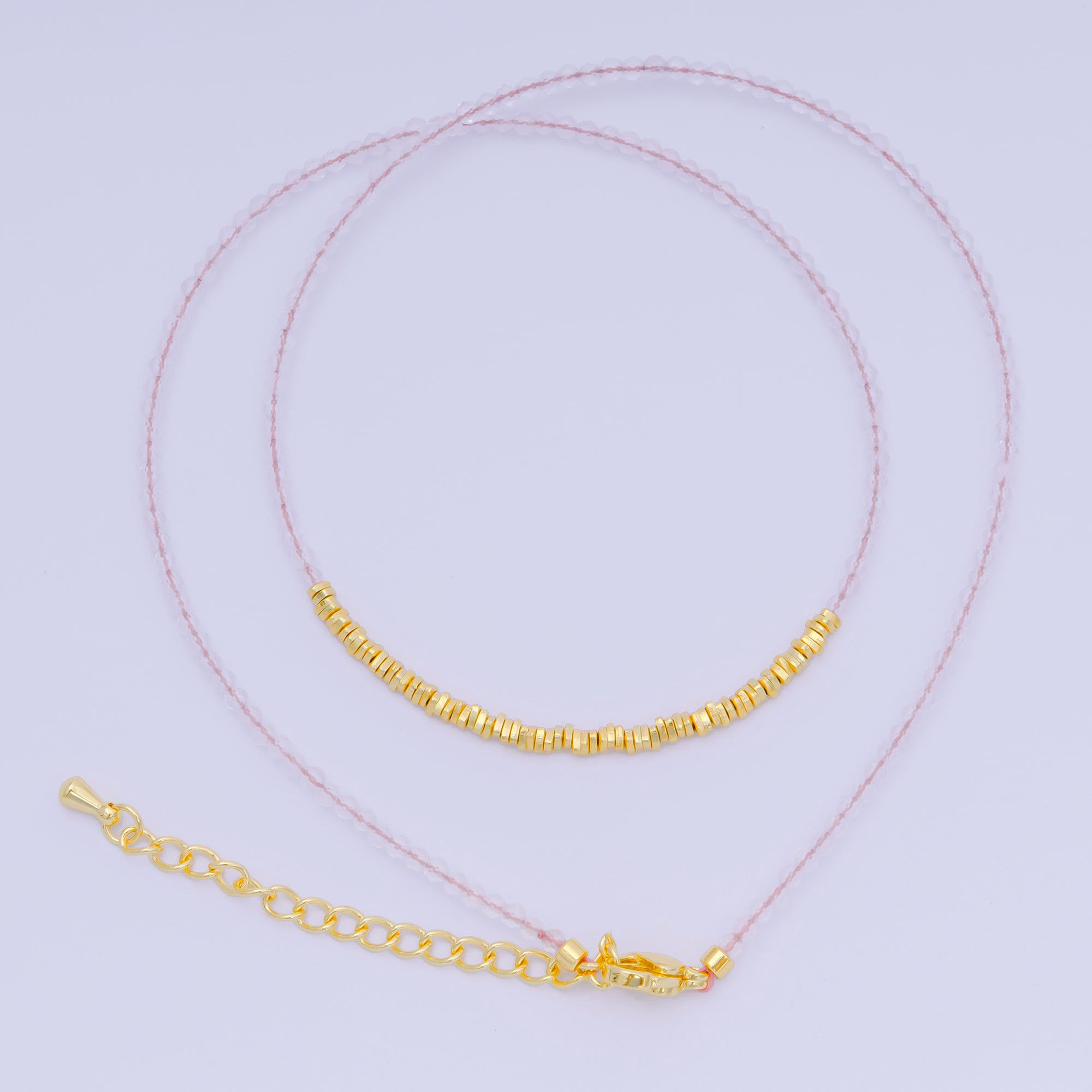 24K Gold Filled Colorful Gemstone Bead Necklace 16.92 Inch with Extender | WA-3626 - WA-3648