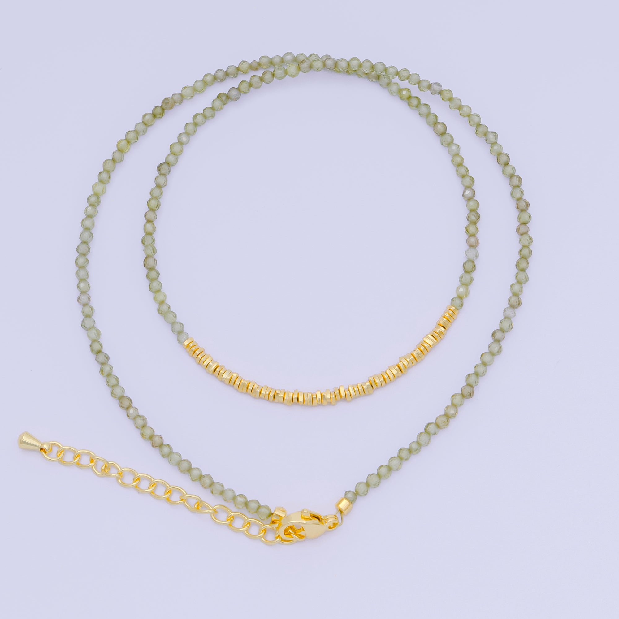 24K Gold Filled Colorful Gemstone Bead Necklace 16.92 Inch with Extender | WA-3626 - WA-3648