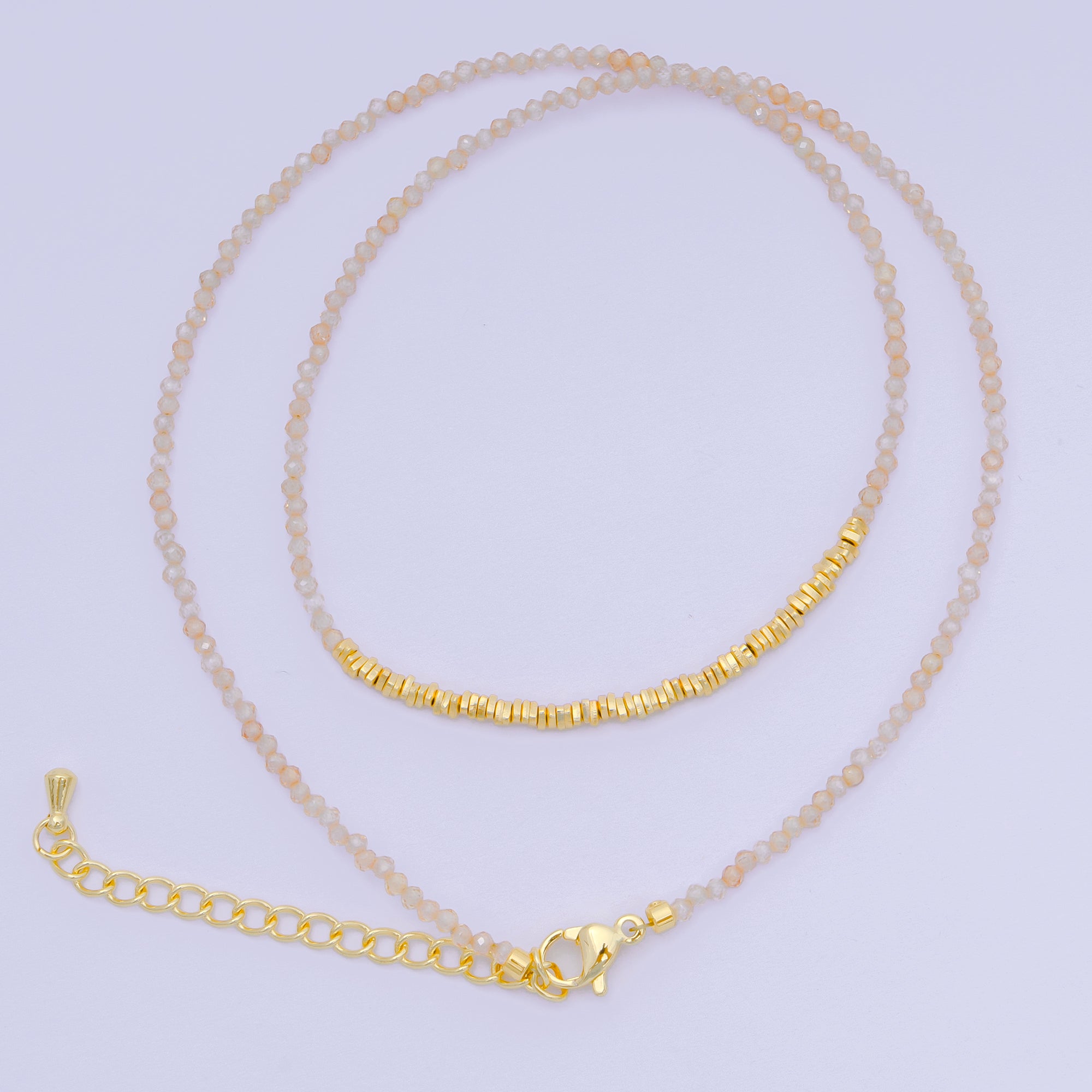 24K Gold Filled Colorful Gemstone Bead Necklace 16.92 Inch with Extender | WA-3626 - WA-3648