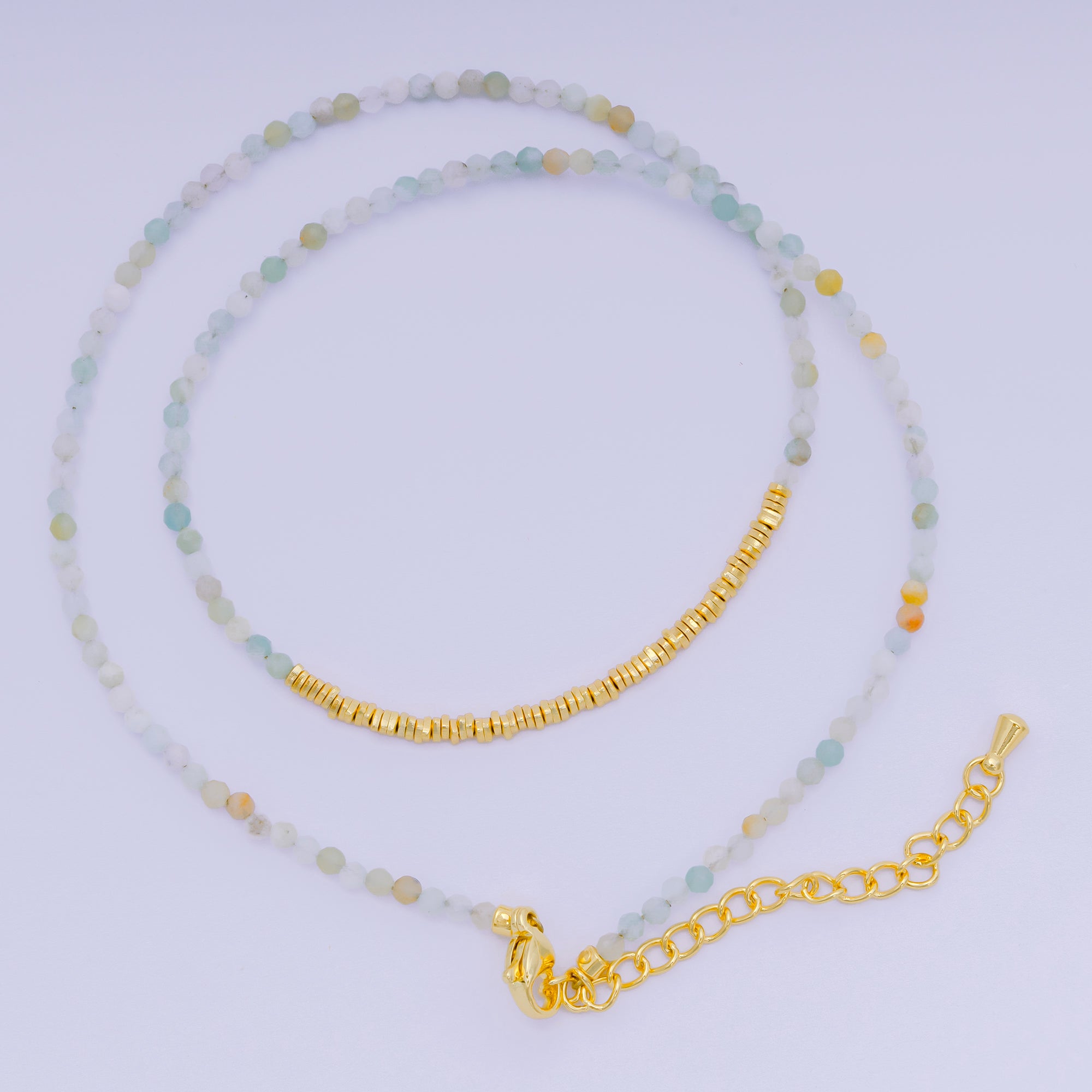 24K Gold Filled Colorful Gemstone Bead Necklace 16.92 Inch with Extender | WA-3626 - WA-3648