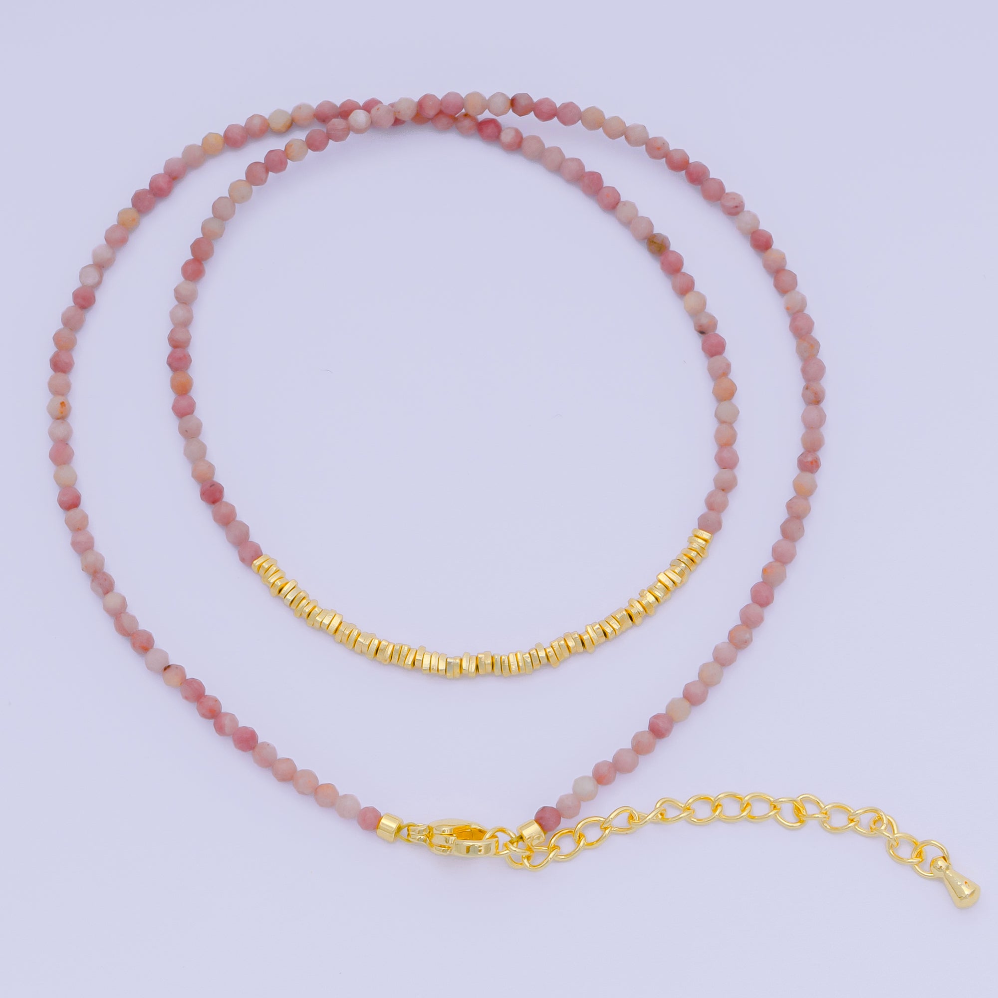 24K Gold Filled Colorful Gemstone Bead Necklace 16.92 Inch with Extender | WA-3626 - WA-3648