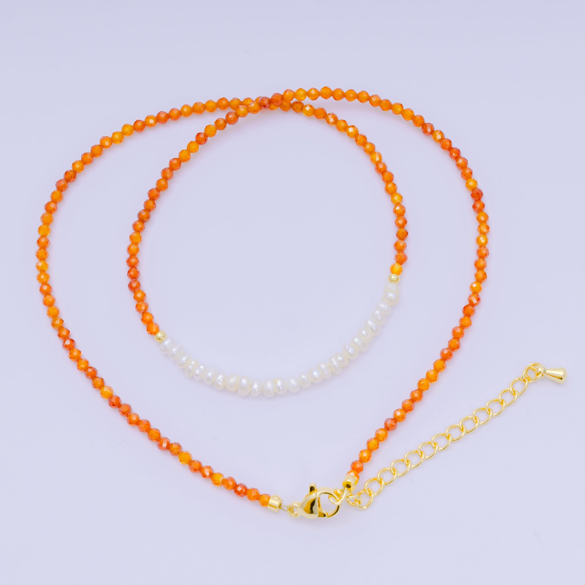 24K Gold Filled Freshwater Pearl Colorful Gemstone Bead Necklace 16.92 Inch with Extender | WA-3649 - WA-3671