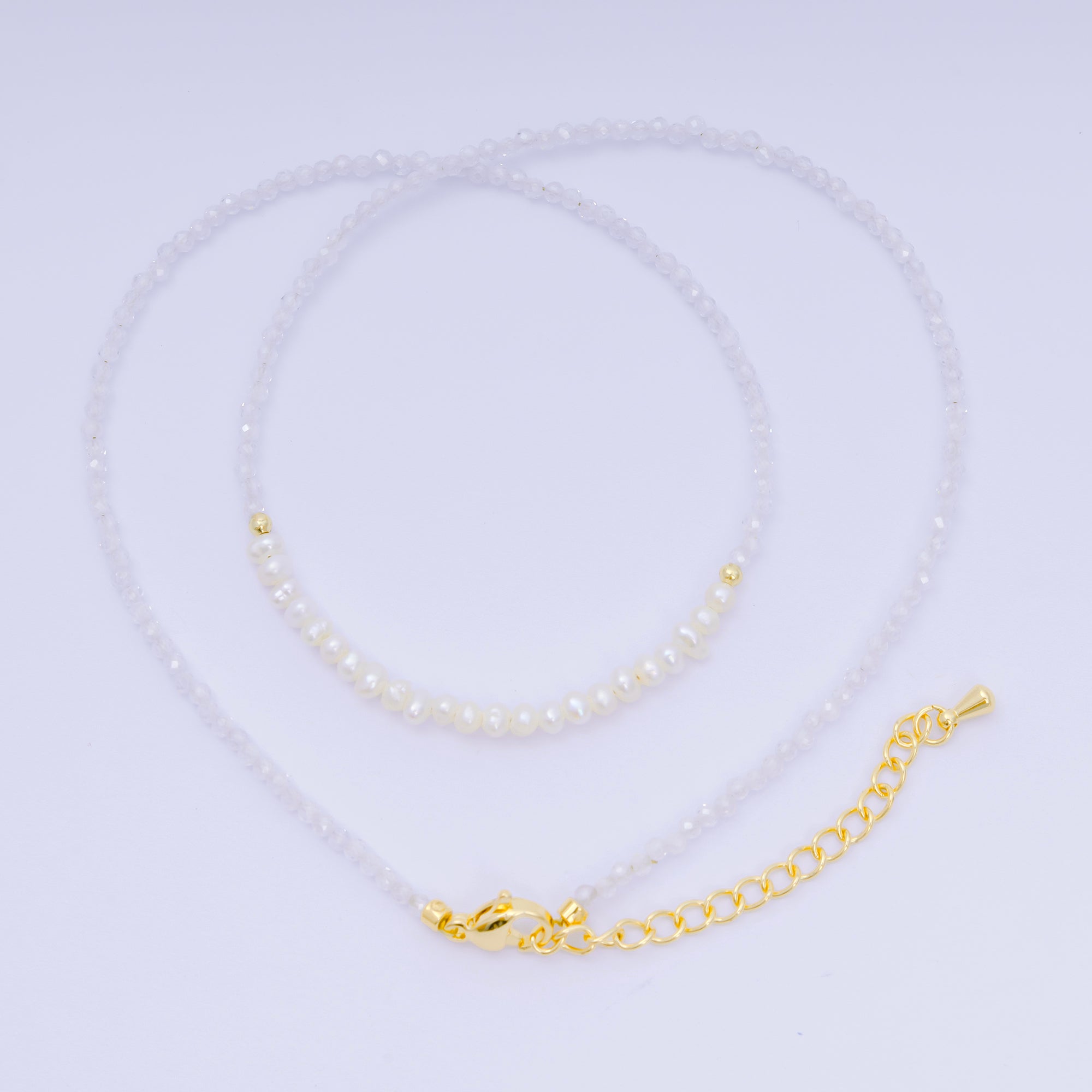 24K Gold Filled Freshwater Pearl Colorful Gemstone Bead Necklace 16.92 Inch with Extender | WA-3649 - WA-3671