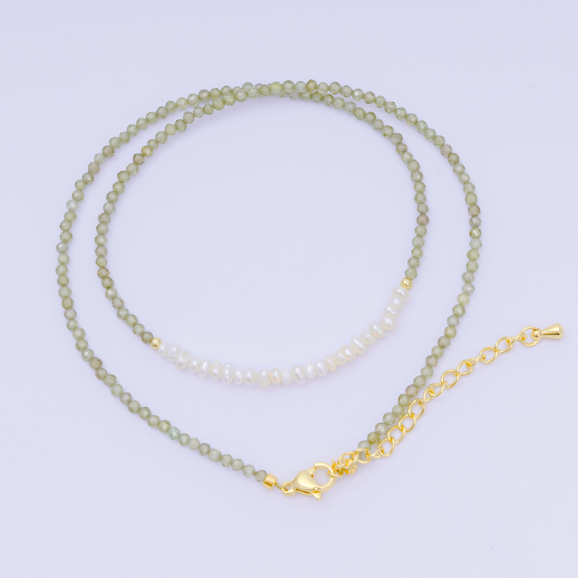 24K Gold Filled Freshwater Pearl Colorful Gemstone Bead Necklace 16.92 Inch with Extender | WA-3649 - WA-3671