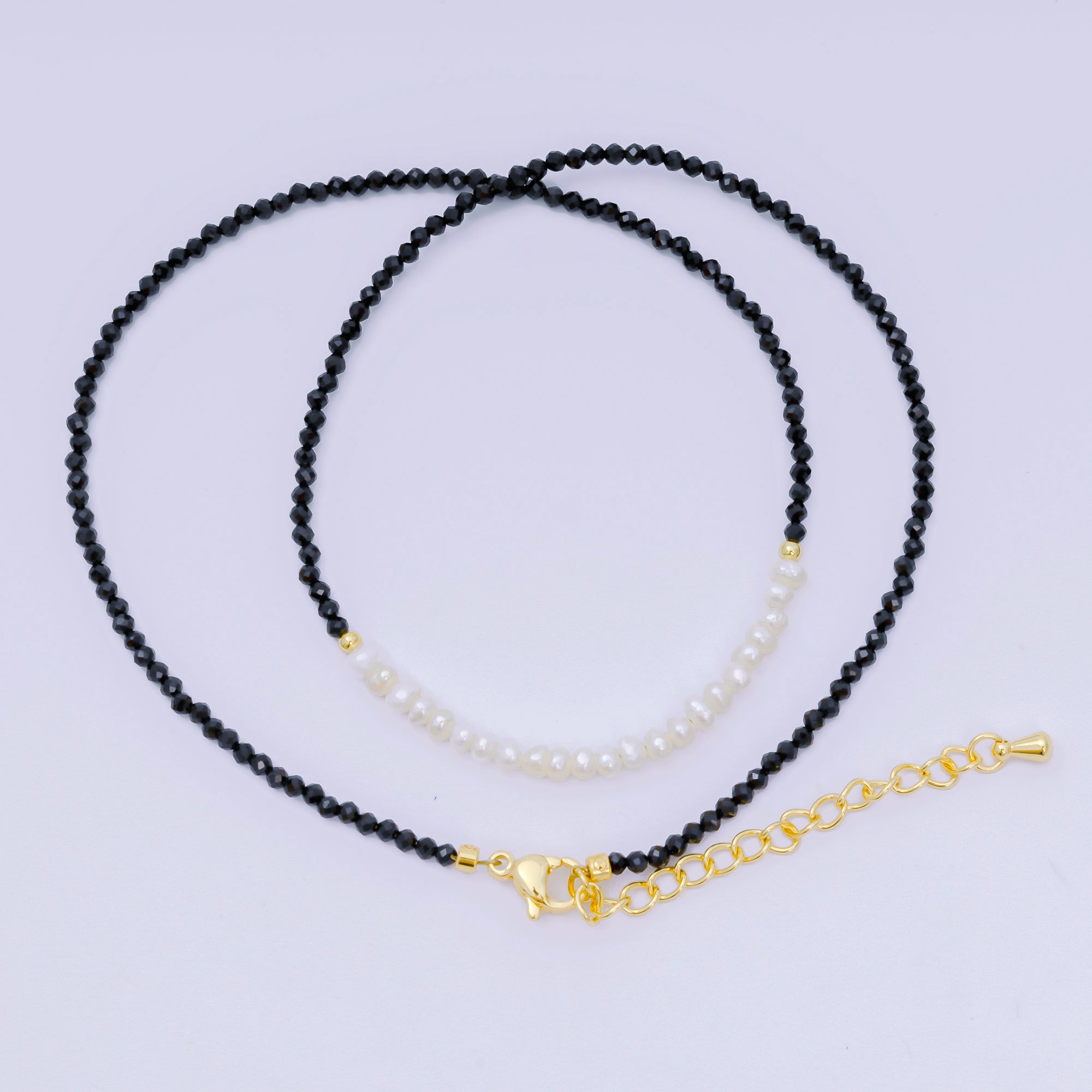 24K Gold Filled Freshwater Pearl Colorful Gemstone Bead Necklace 16.92 Inch with Extender | WA-3649 - WA-3671