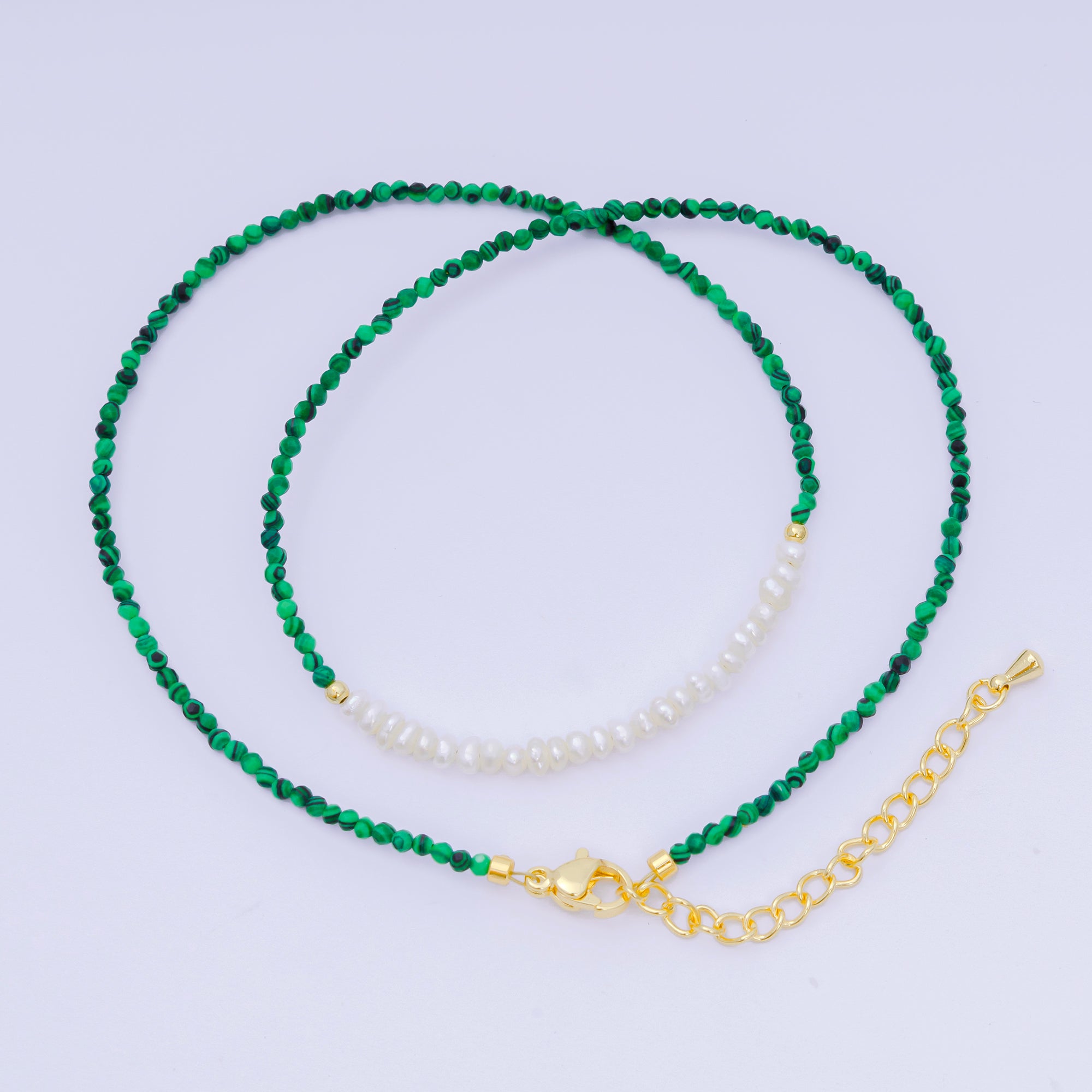 24K Gold Filled Freshwater Pearl Colorful Gemstone Bead Necklace 16.92 Inch with Extender | WA-3649 - WA-3671
