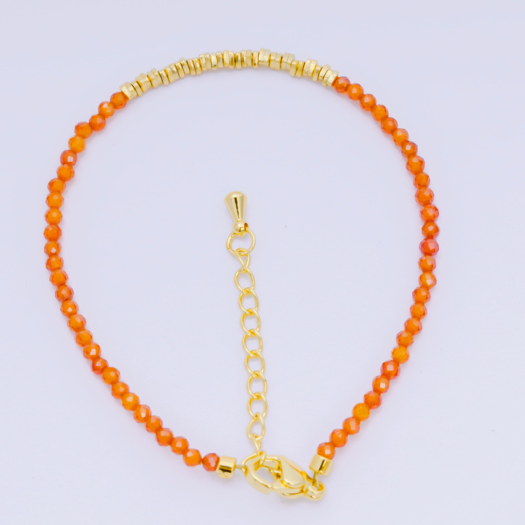 24K Gold Filled Colorful Gemstone Bead Bracelet in White, Fuchsia, & Pink | WA-3672 - WA-3694