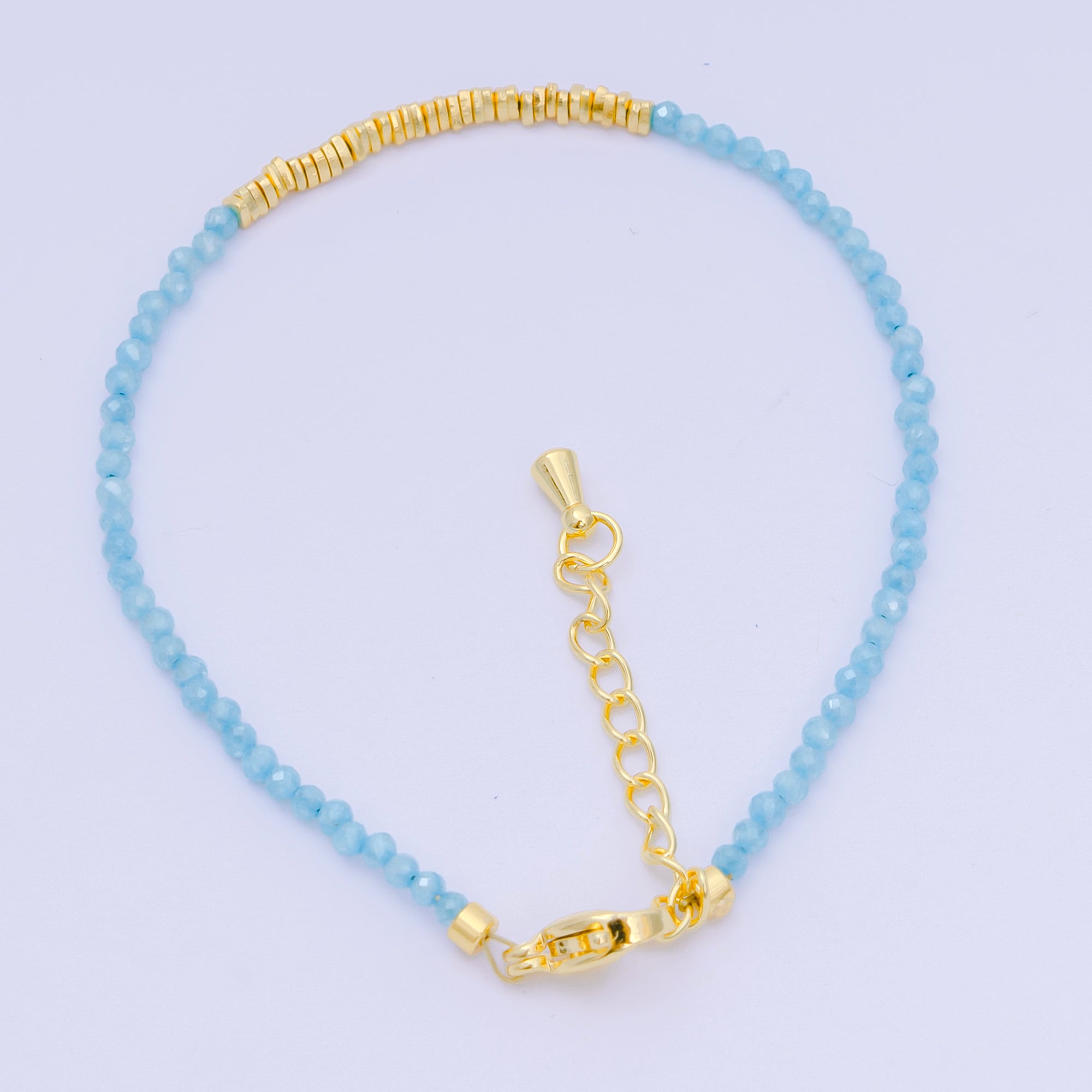 24K Gold Filled Colorful Gemstone Bead Bracelet in White, Fuchsia, & Pink | WA-3672 - WA-3694