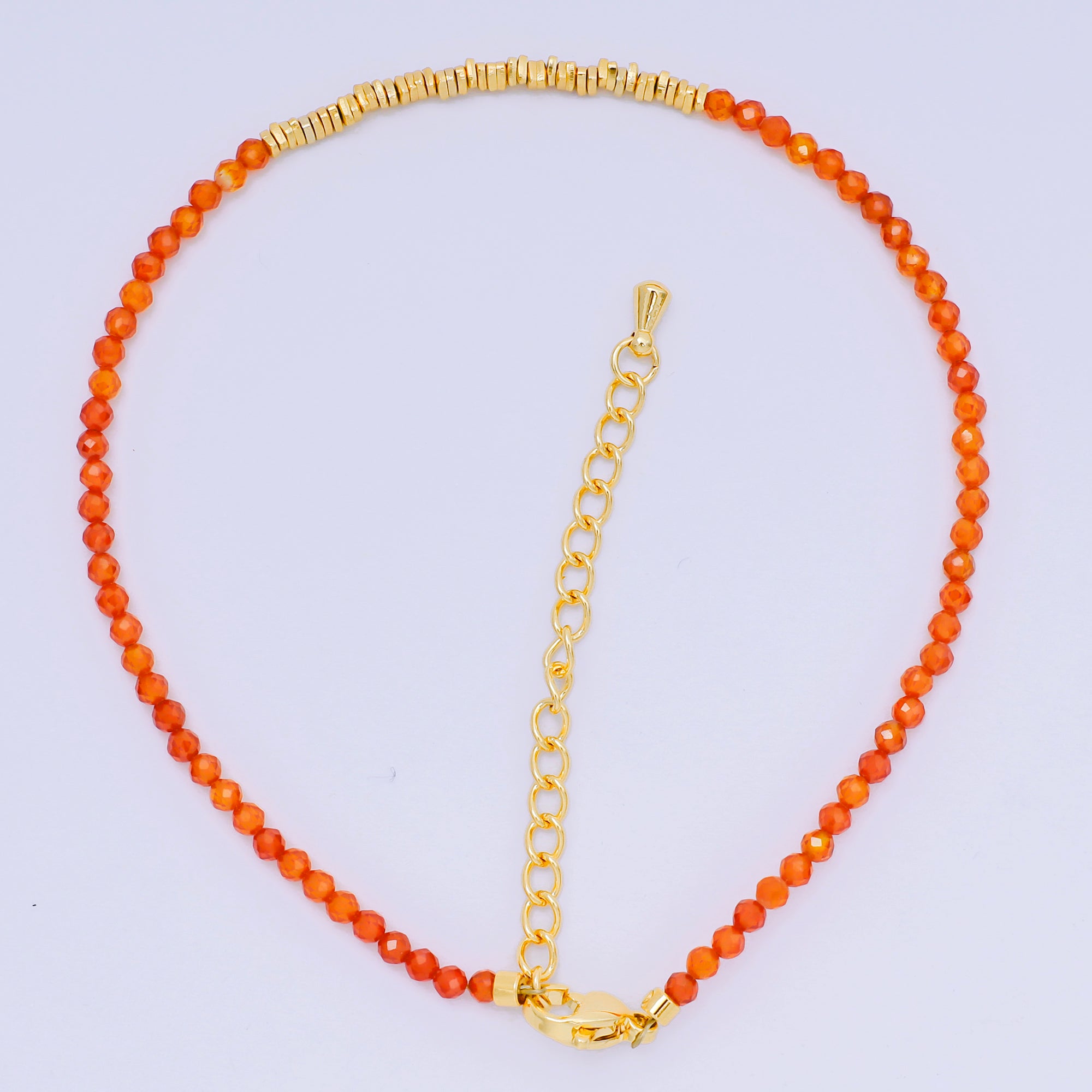 24K Gold Filled Colorful Gemstone Bead Bracelet in Black, Orange, & White | WA-3741 - WA-3763