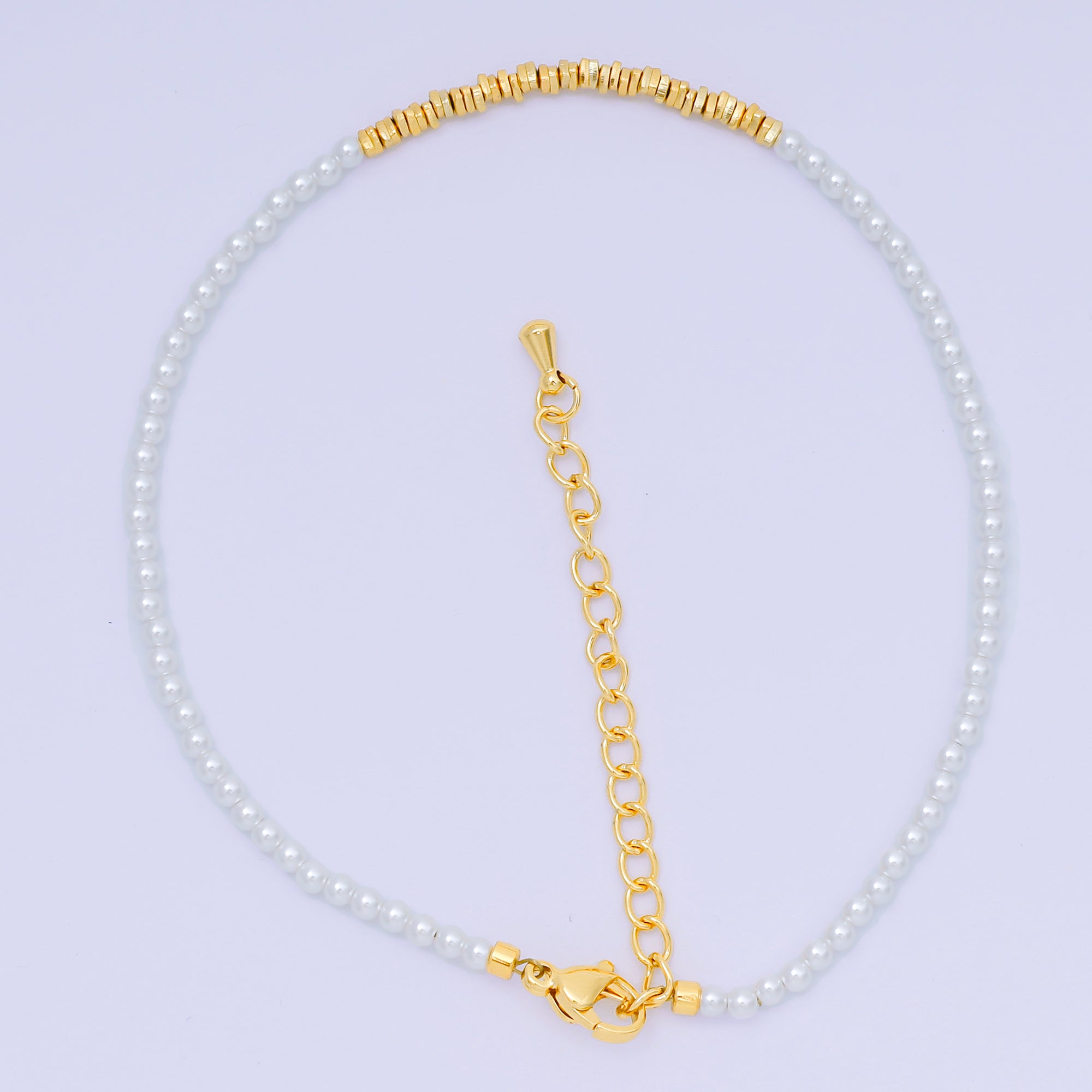 24K Gold Filled Colorful Gemstone Bead Bracelet in Black, Orange, & White | WA-3741 - WA-3763