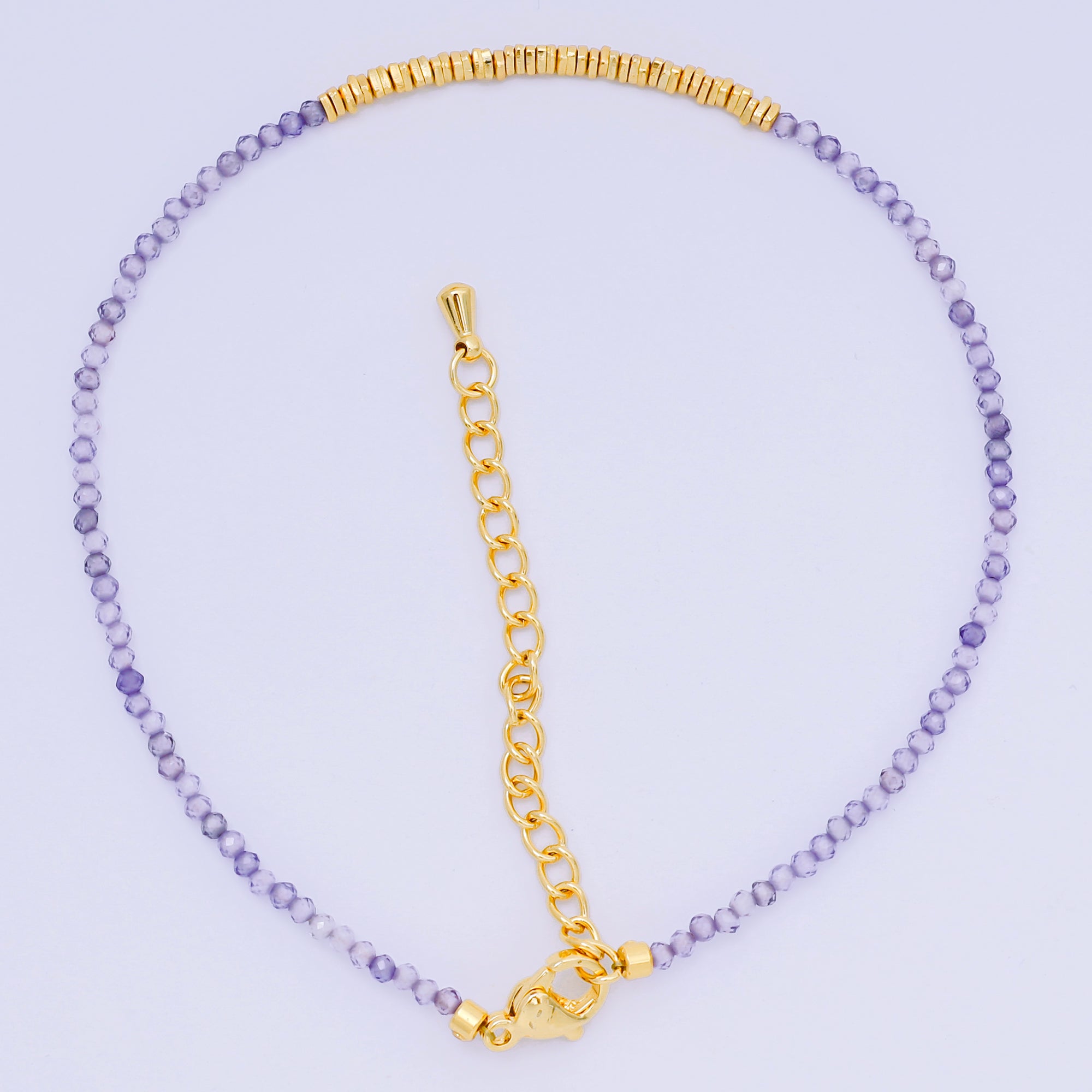 24K Gold Filled Colorful Gemstone Bead Bracelet in Black, Orange, & White | WA-3741 - WA-3763