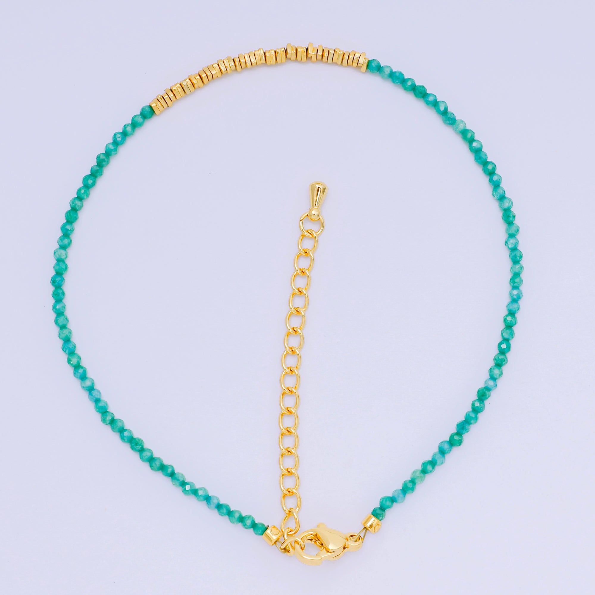24K Gold Filled Colorful Gemstone Bead Bracelet in Black, Orange, & White | WA-3741 - WA-3763