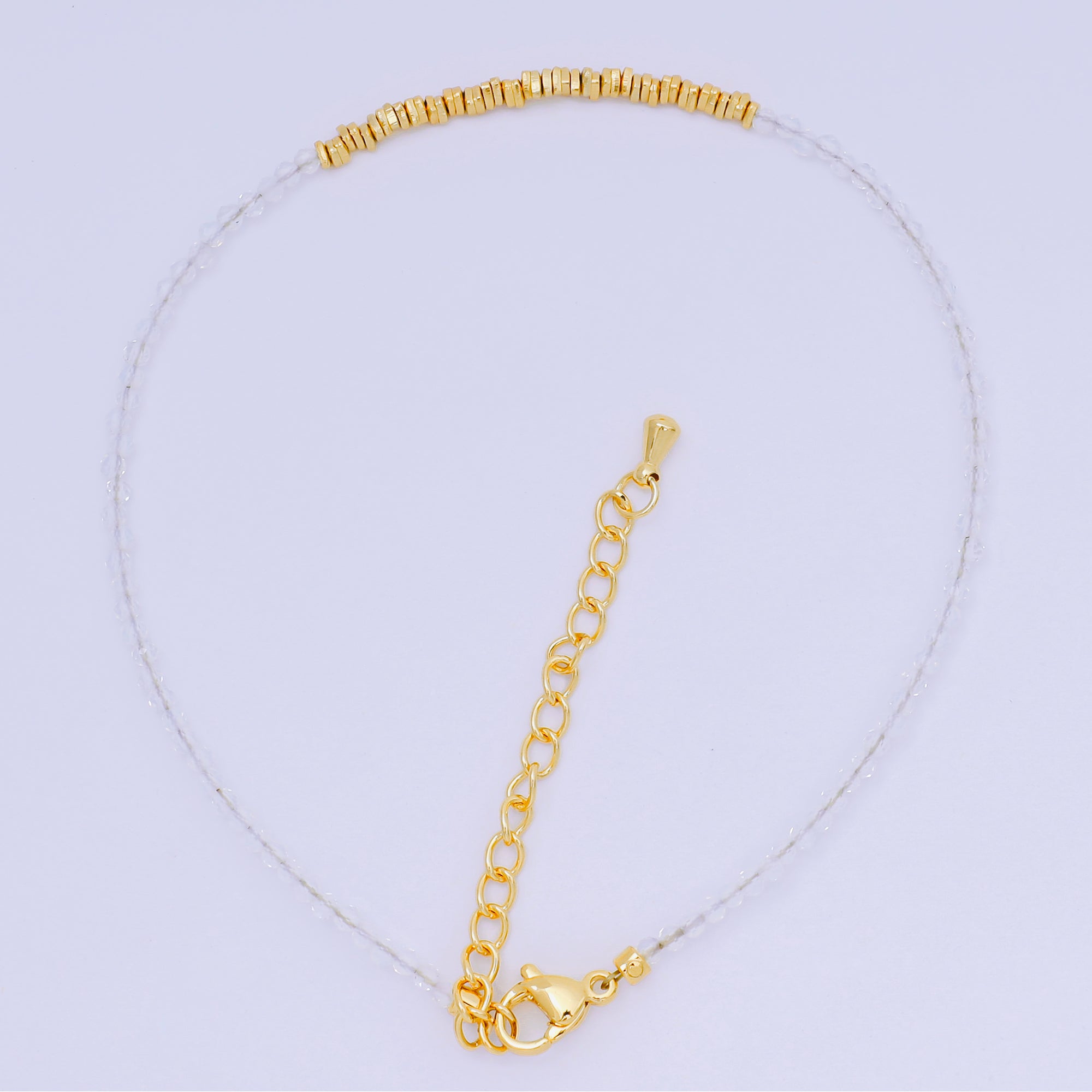 24K Gold Filled Colorful Gemstone Bead Bracelet in Black, Orange, & White | WA-3741 - WA-3763
