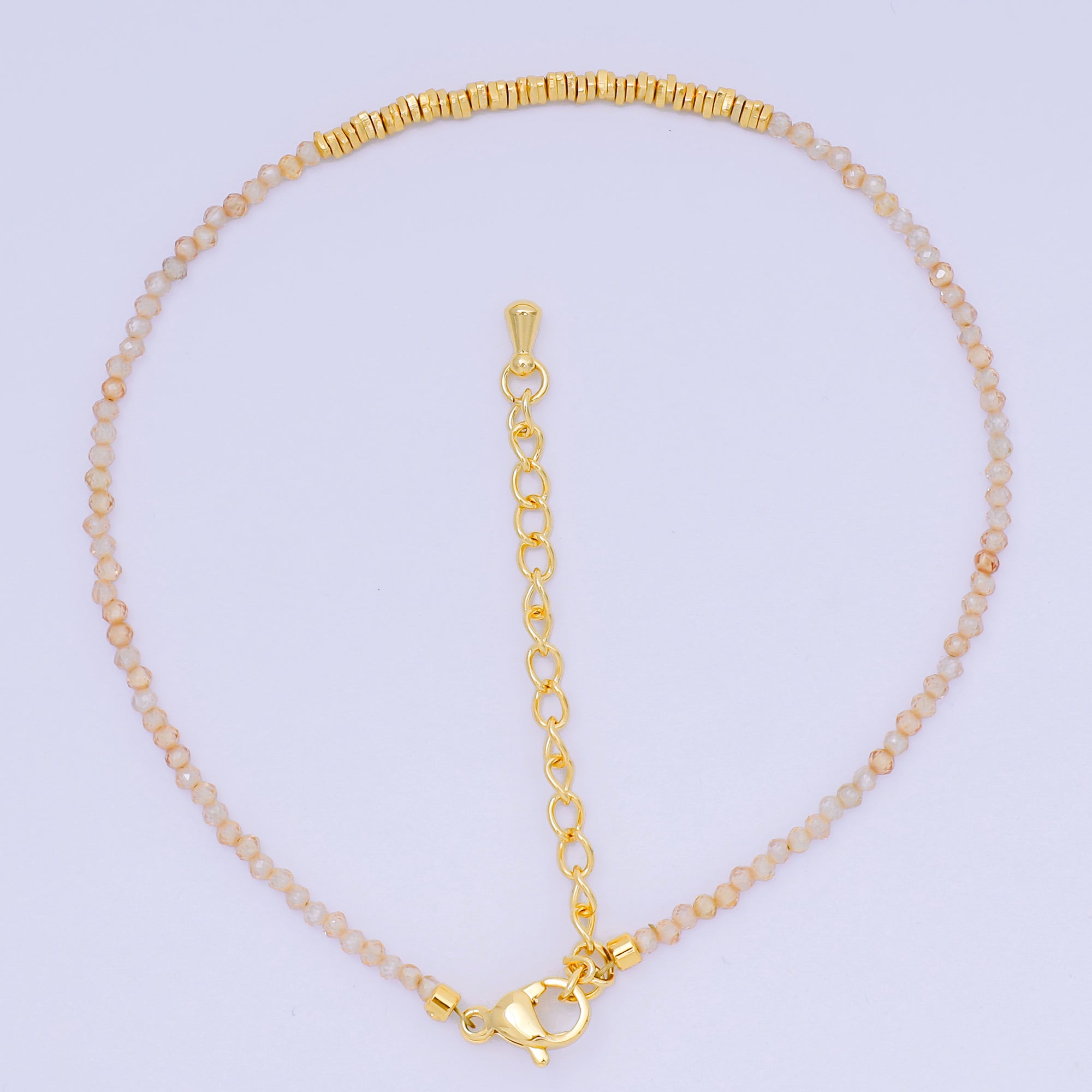 24K Gold Filled Colorful Gemstone Bead Bracelet in Black, Orange, & White | WA-3741 - WA-3763